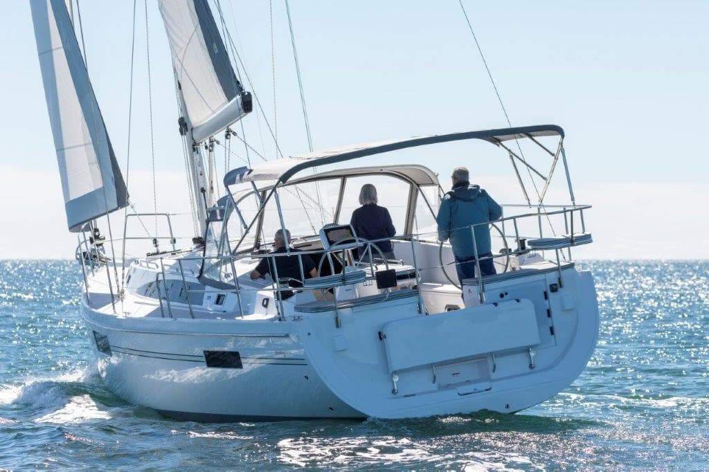 Sailing on a Catalina 426 yacht, 2026 model, in open sea.