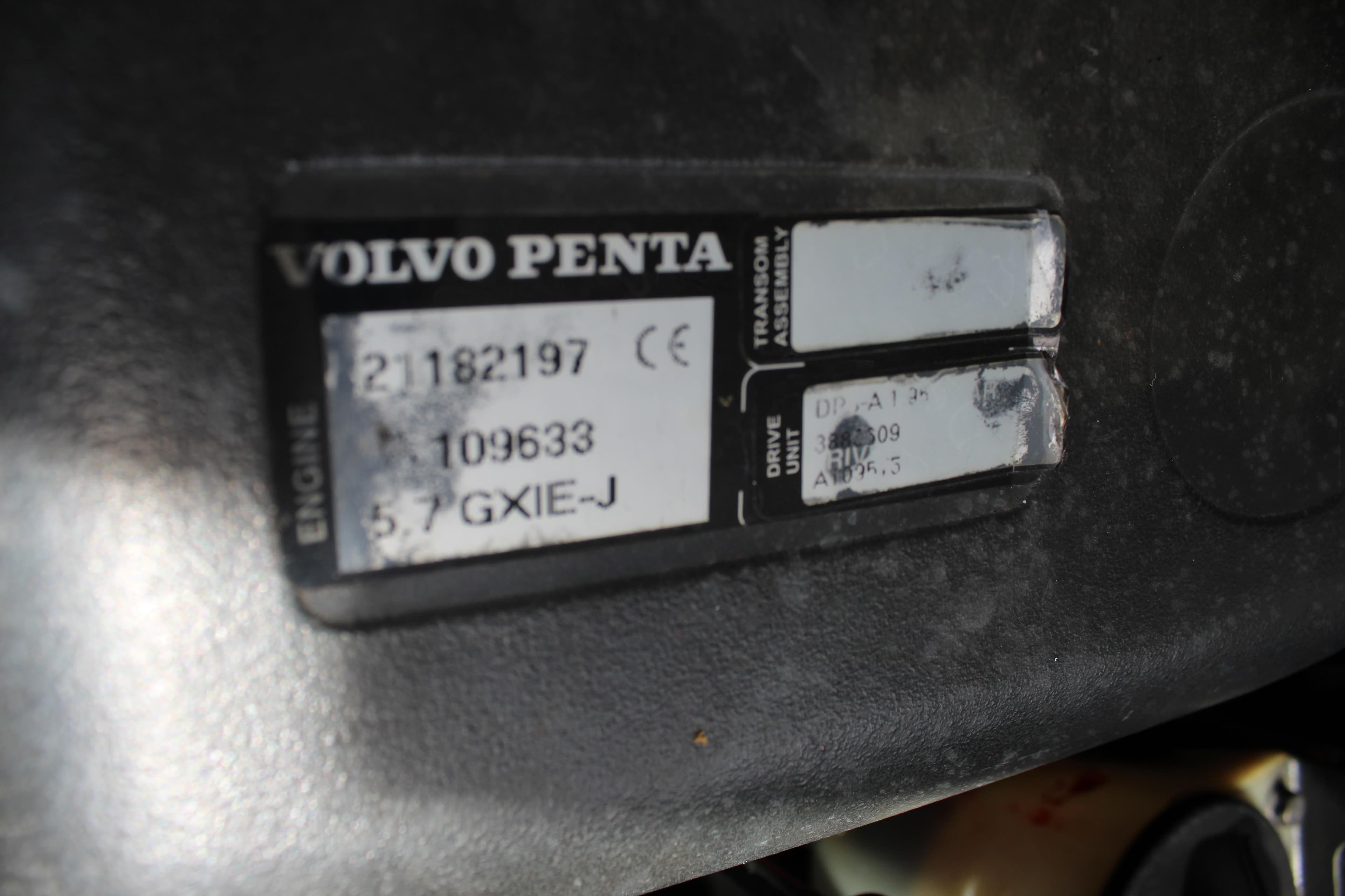 Volvo Penta engine plate on 2010 Chris-Craft Corsair 28.