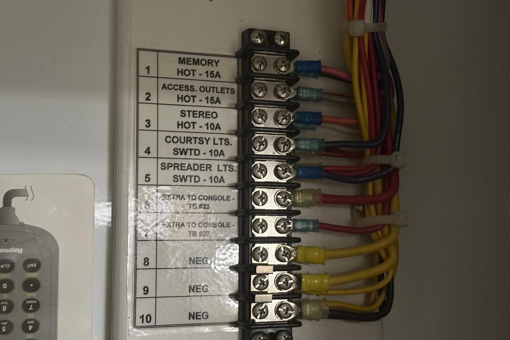 Electrical panel with labeled wiring for Salt Shaker 30, 2004 model.
