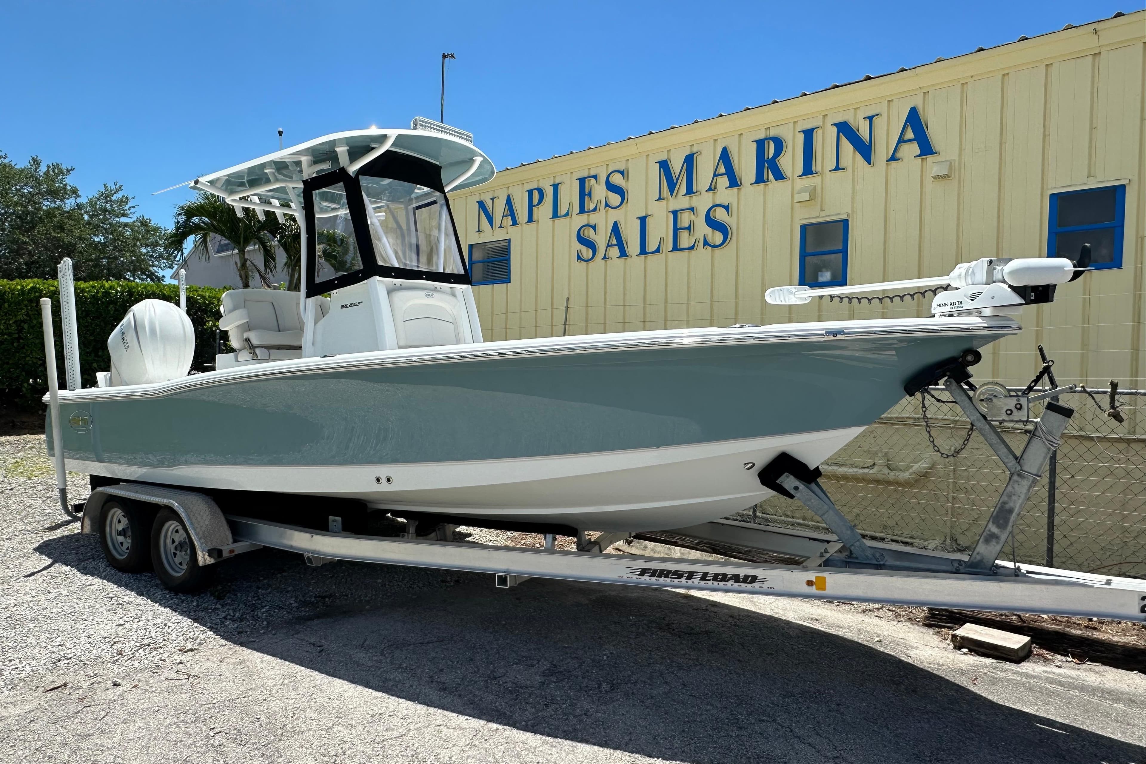 2023 Sea Hunt BX 25 BR boat on trailer at Naples Marina Sales.