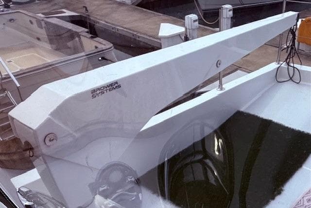 2007 Navigator 58 yacht with Brower Systems davit on deck.