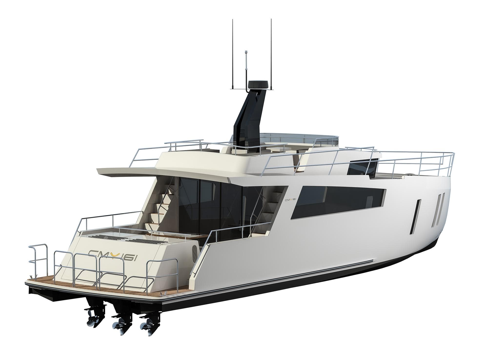 2022 Compact Mega Yachts CMY 161, sleek modern design, luxury motor yacht.