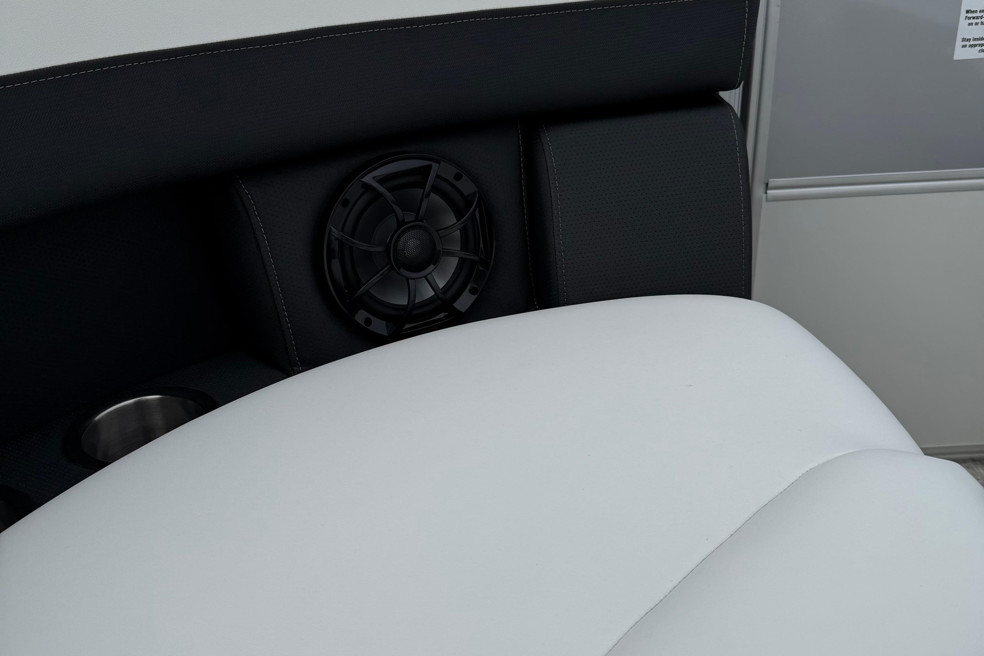 2026 Berkshire 24 RFX CTS interior with speaker and cup holder detail.