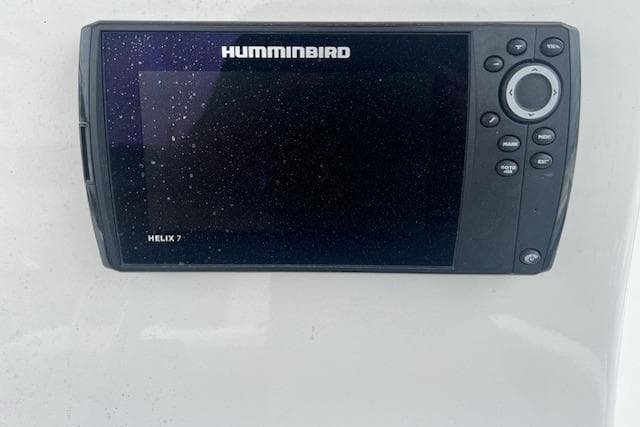 Humminbird Helix 7 fish finder on 2019 Key Largo 2100 WI boat dashboard.