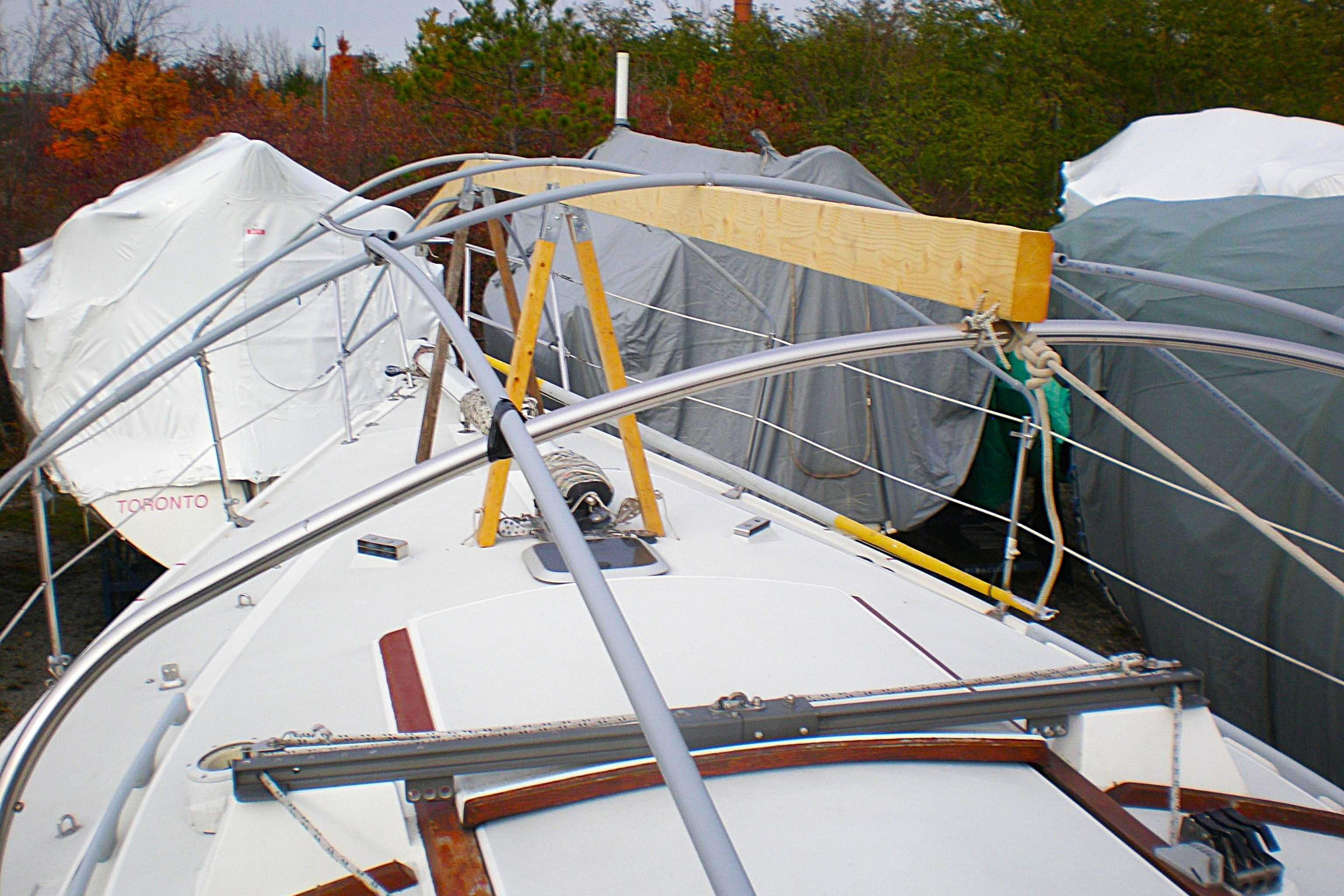 1994 Catalina 30 MkIII sailboat in storage, covered and prepared for winter.