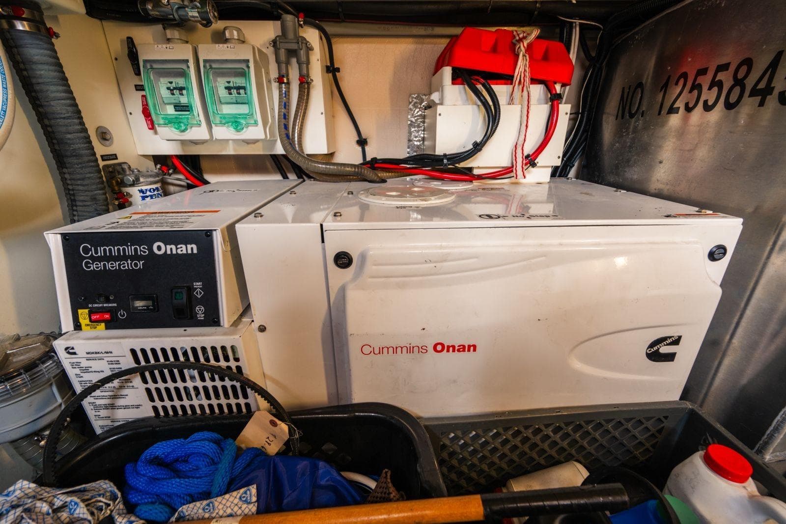 Cummins Onan generator in a 2015 Prestige 500 yacht engine room.
