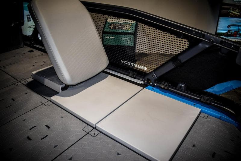 2023 Sea-Doo Switch Sport 21 interior seating and storage compartment.
