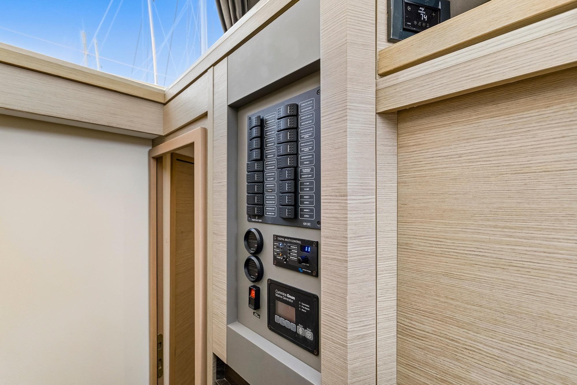 Control panel inside 2020 Fountaine Pajot Astrea 42 Catamaran, featuring modern design and functionality.