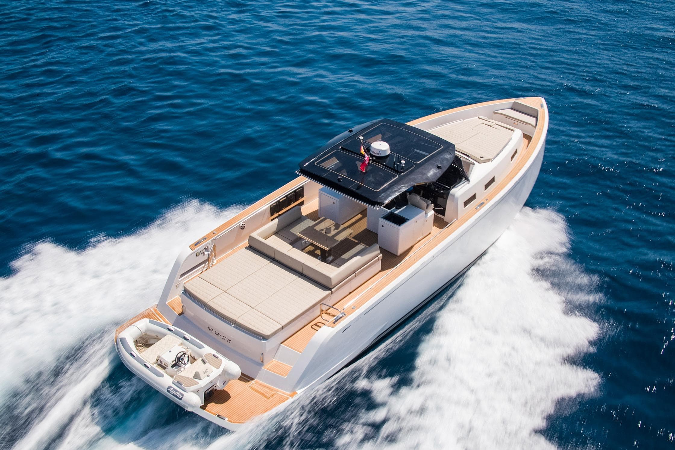 2022 Pardo Yachts 50 cruising on open blue sea, showcasing sleek design and luxury.