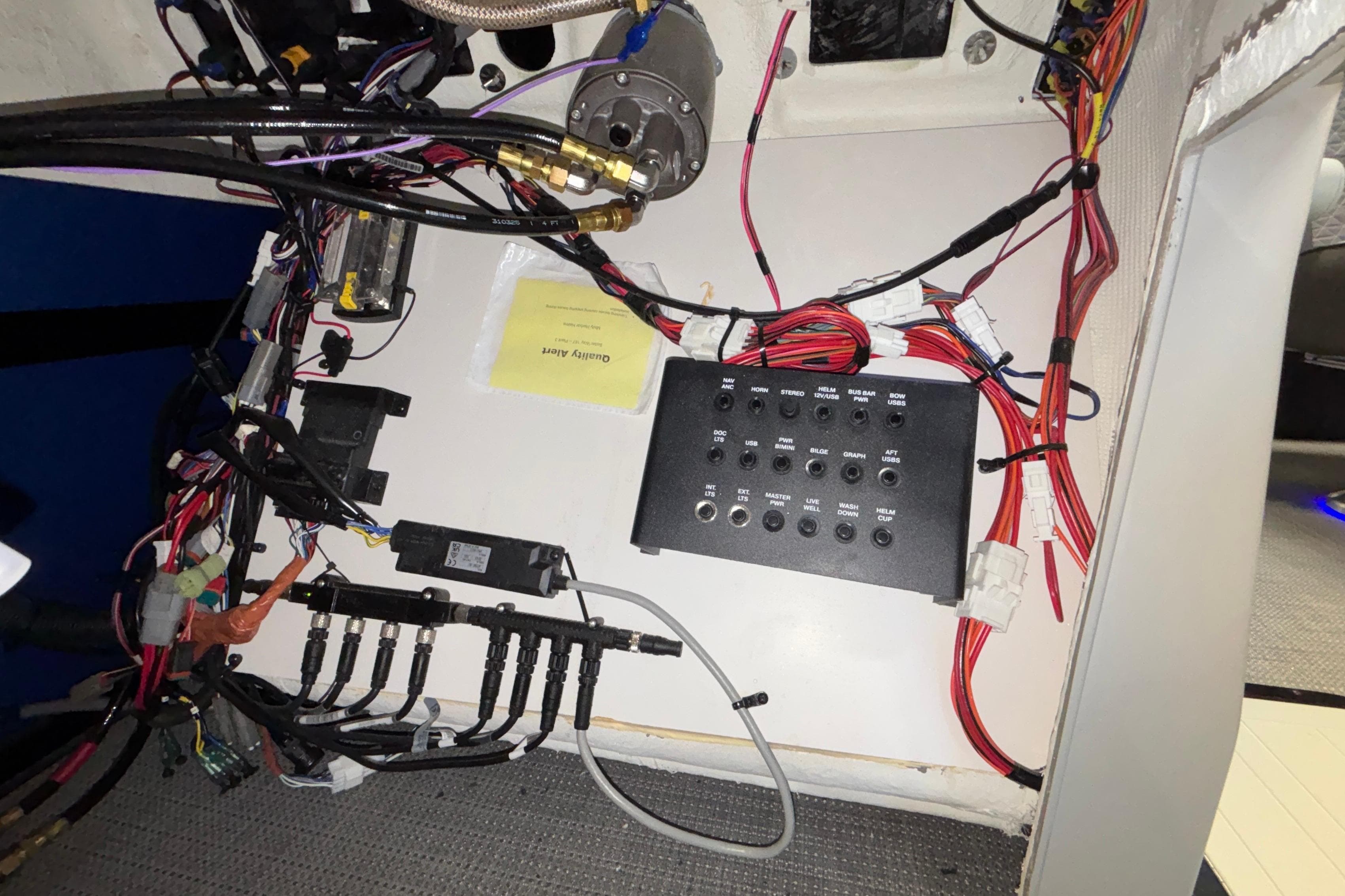 Electrical panel and wiring inside a Viaggio Z24U, 2026 model.