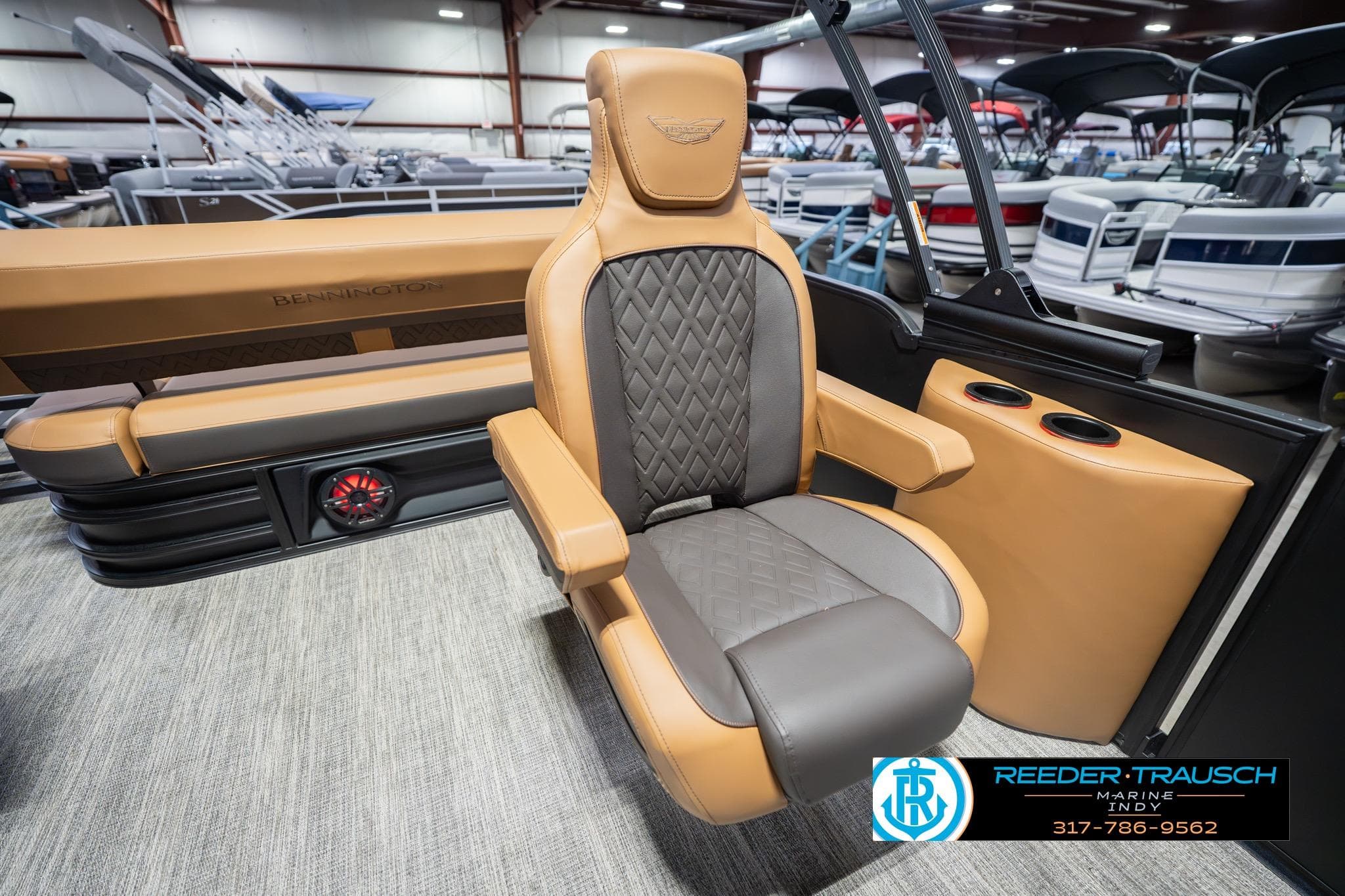 Luxurious seating on 2026 Bennington 22 MSB boat, featuring premium upholstery and modern design.