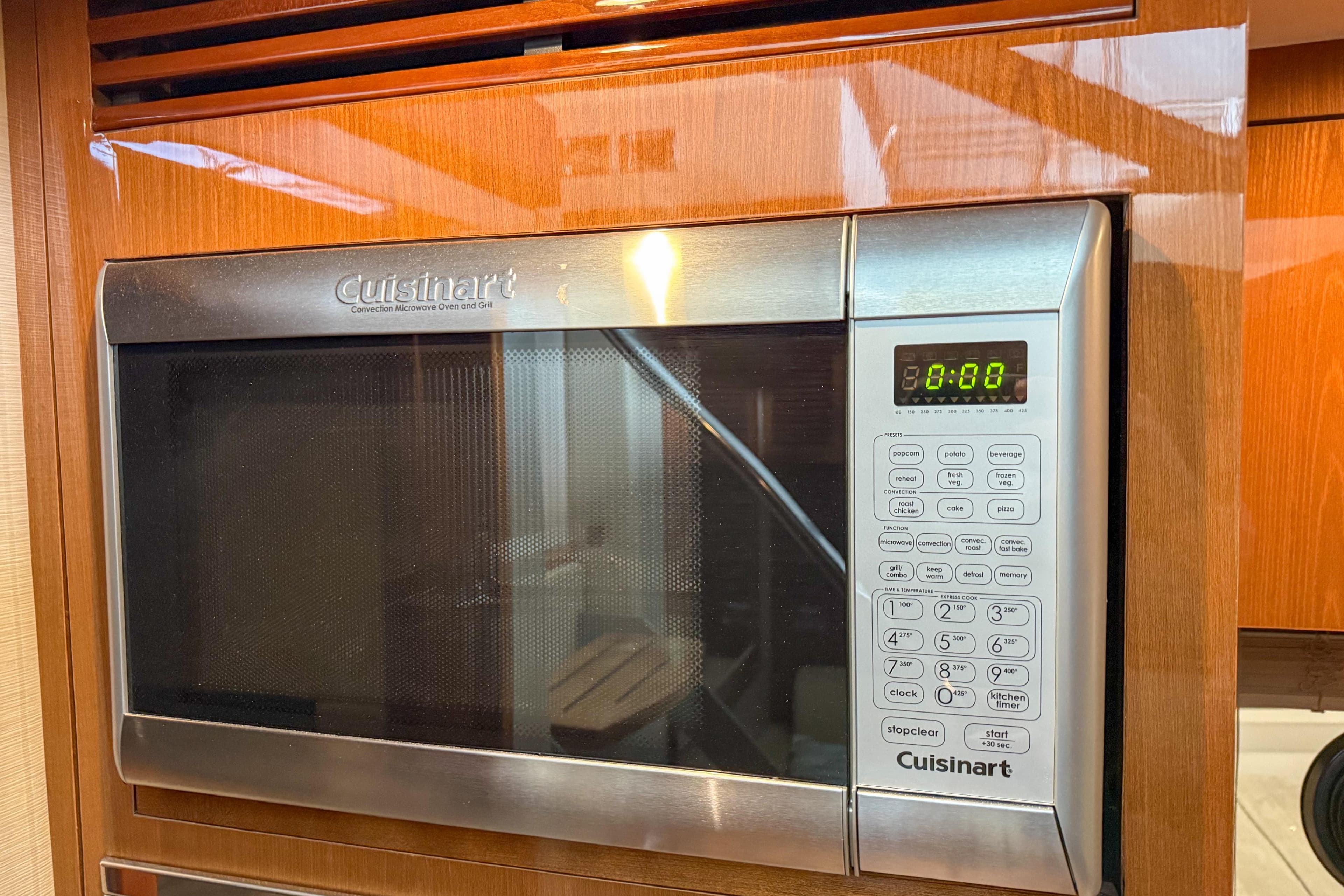 Cuisinart microwave in 2016 Sea Ray Sundancer 510 yacht kitchen.