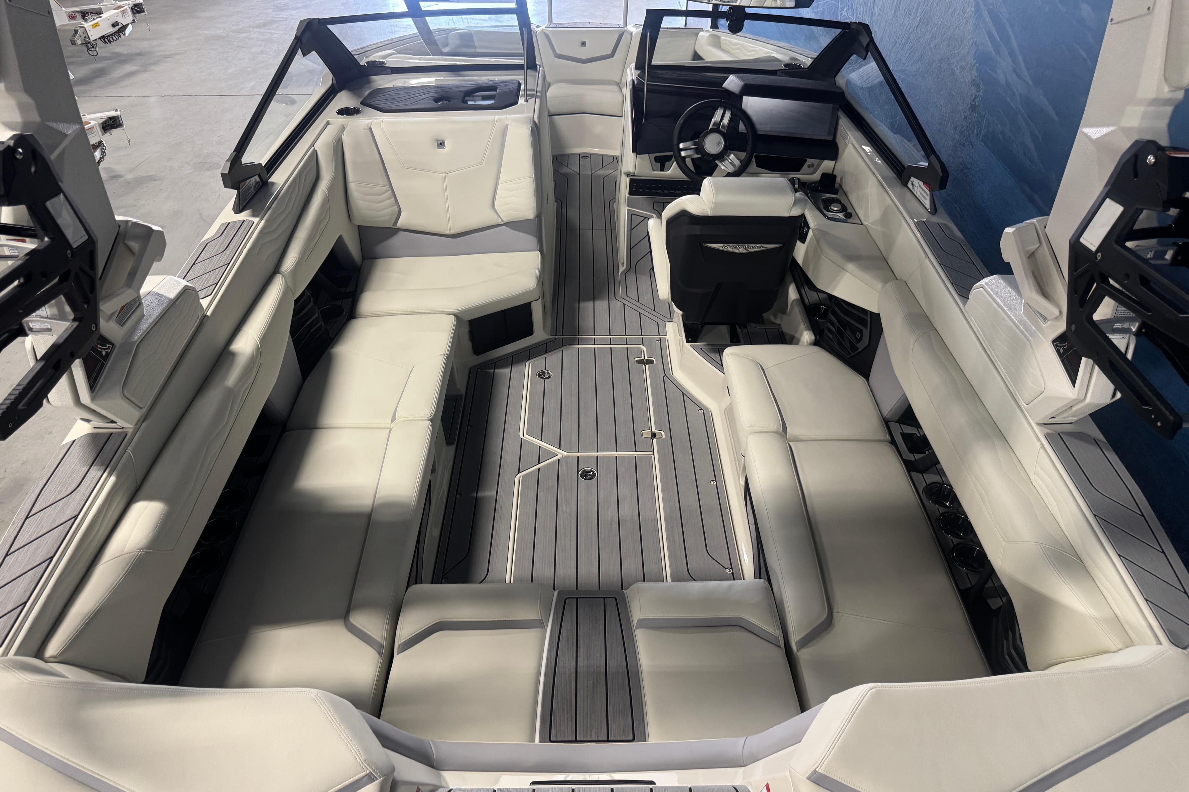 2026 Nautique Super Air Nautique G23 interior with luxurious seating and modern design.
