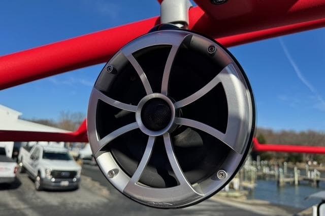 Close-up of a speaker on a 2020 Yamaha Boats 242X E-Series.