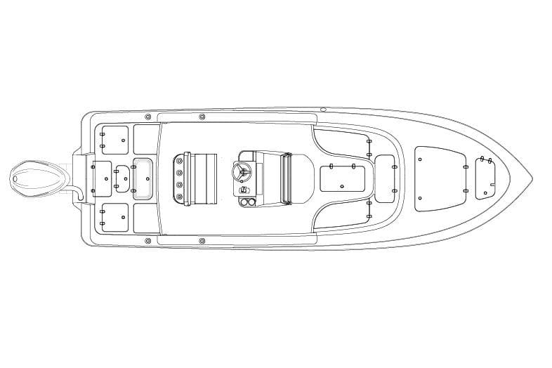Manufacturer Provided Image: Top view line drawing of 2026 Contender 26 Bay boat layout.