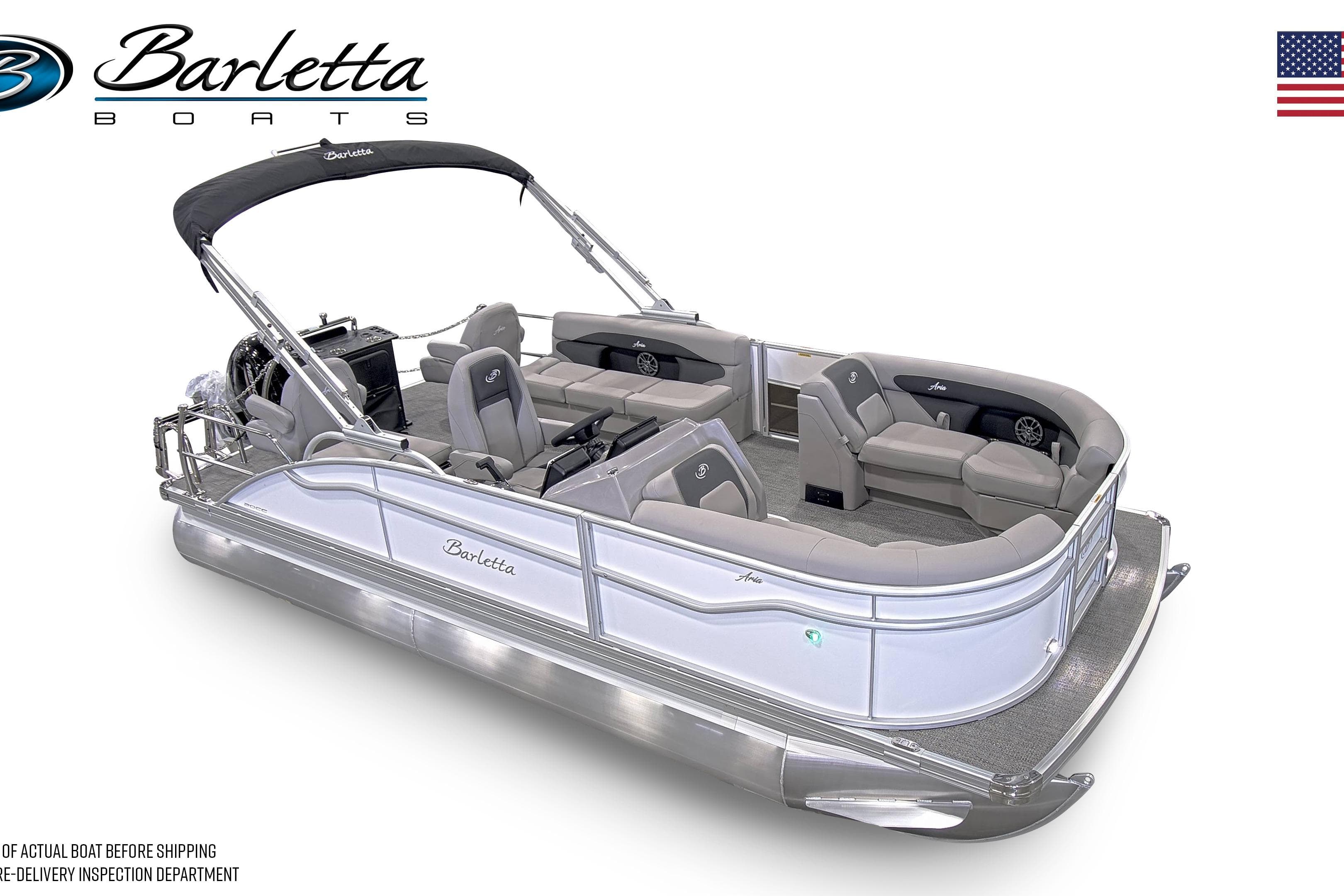 2026 Barletta ARIA 20CC pontoon boat with sleek design and comfortable seating.