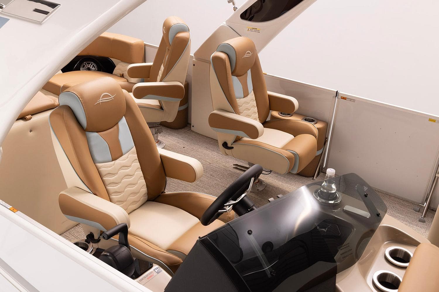 Manufacturer Provided Image: Luxurious interior of 2026 SunCatcher Diamond Elite 322 SR boat with plush seating.