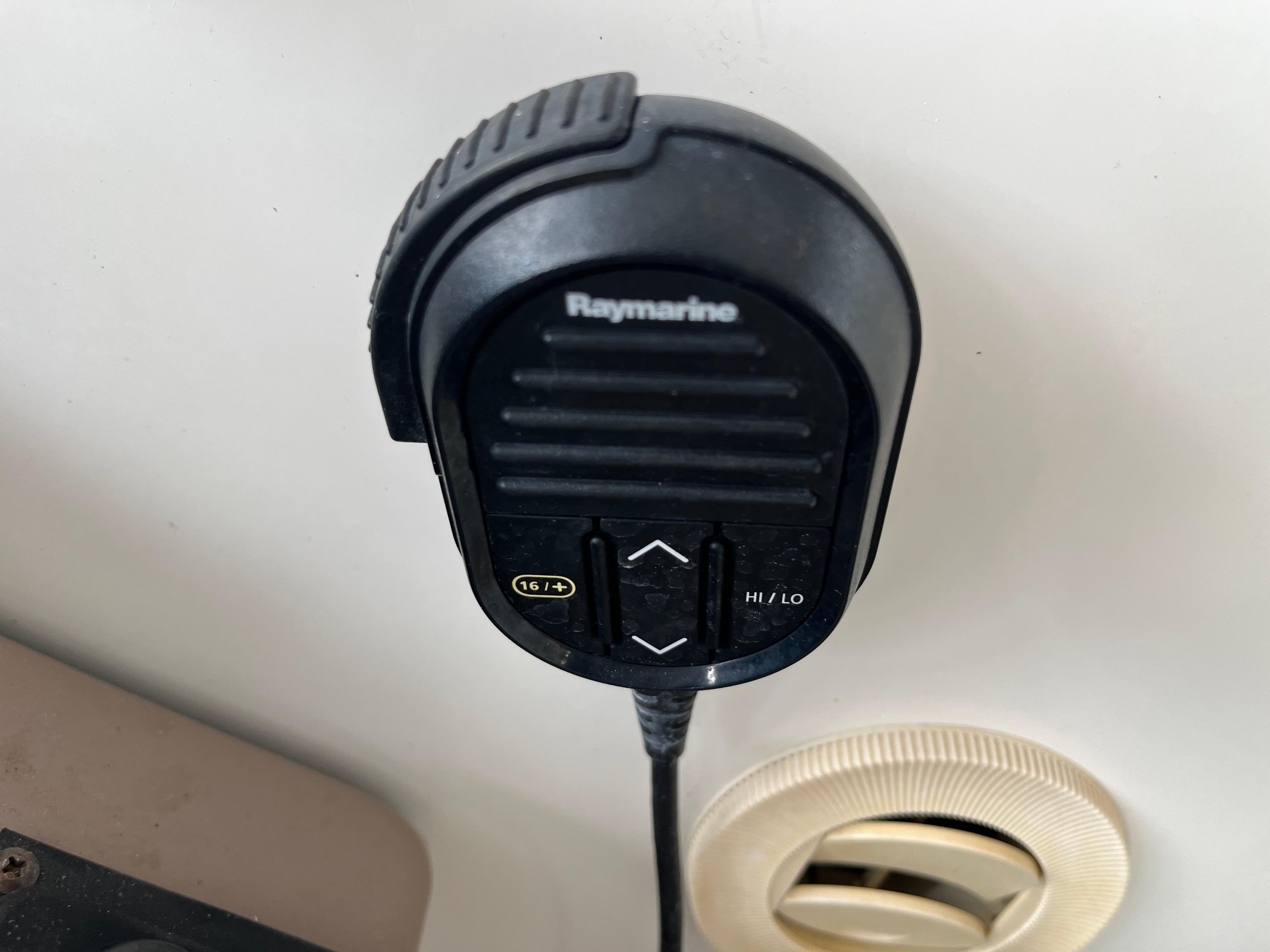 Raymarine marine radio microphone on a 2004 Regal Commodore 4260 boat.