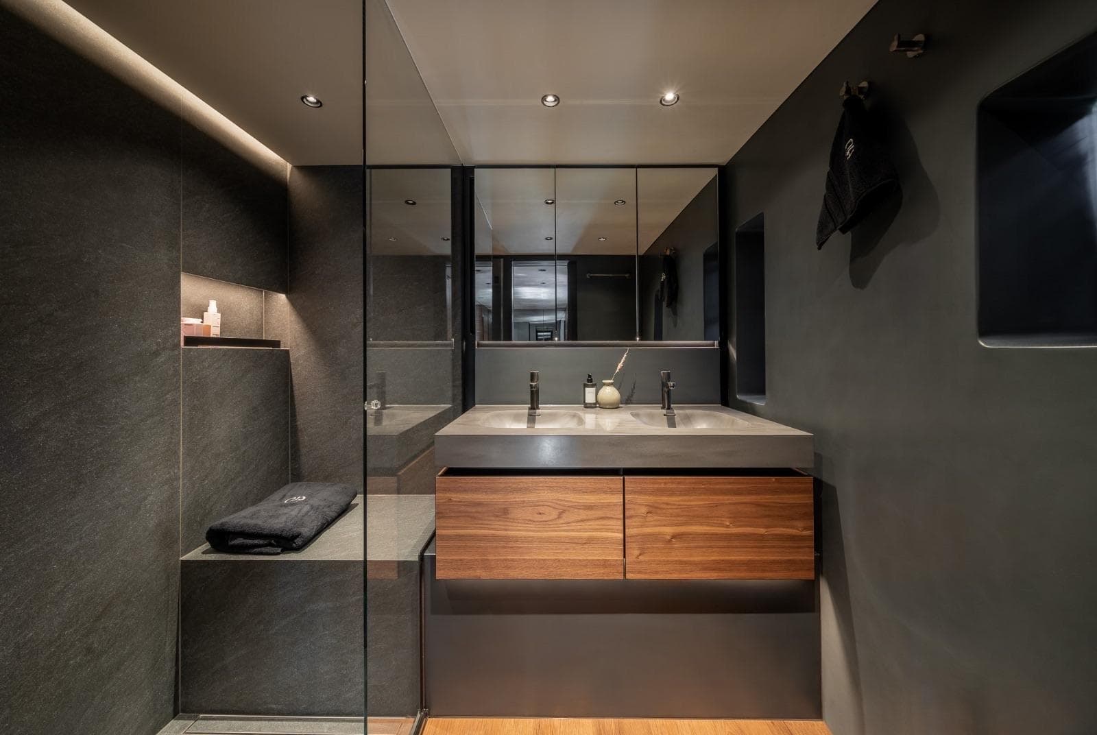 Luxurious bathroom in 2024 Sunreef 60 Power Eco yacht, featuring modern design and sleek finishes.