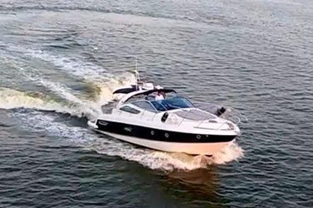 2008 Cranchi Mediterranee 43 yacht cruising on open water.
