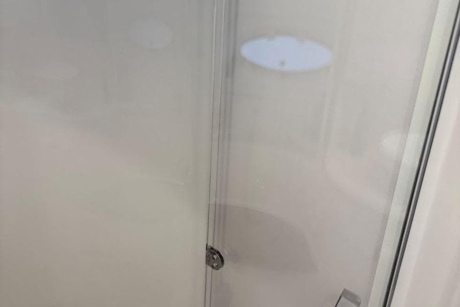 Frosted glass door detail on 2016 Regal 46 Sport Coupe yacht.