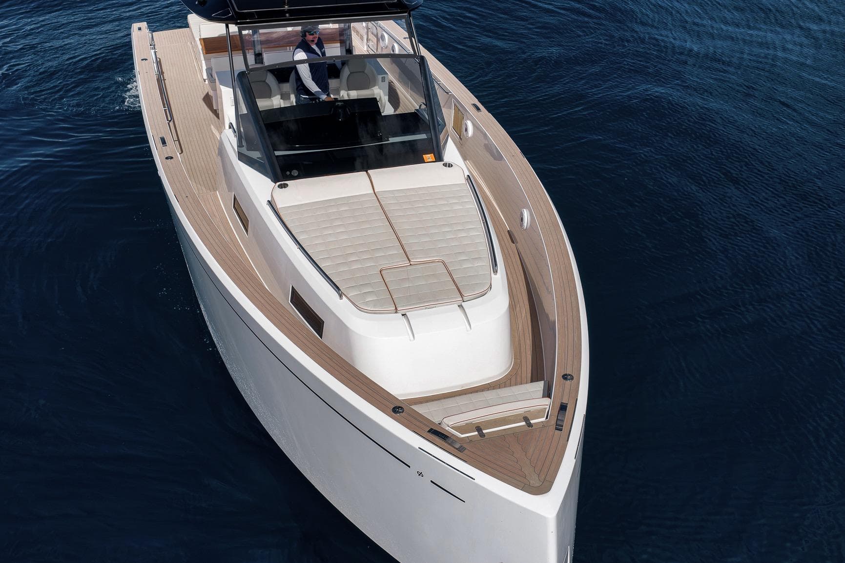 2023 Pardo Yachts P43 luxury yacht cruising on calm blue waters.