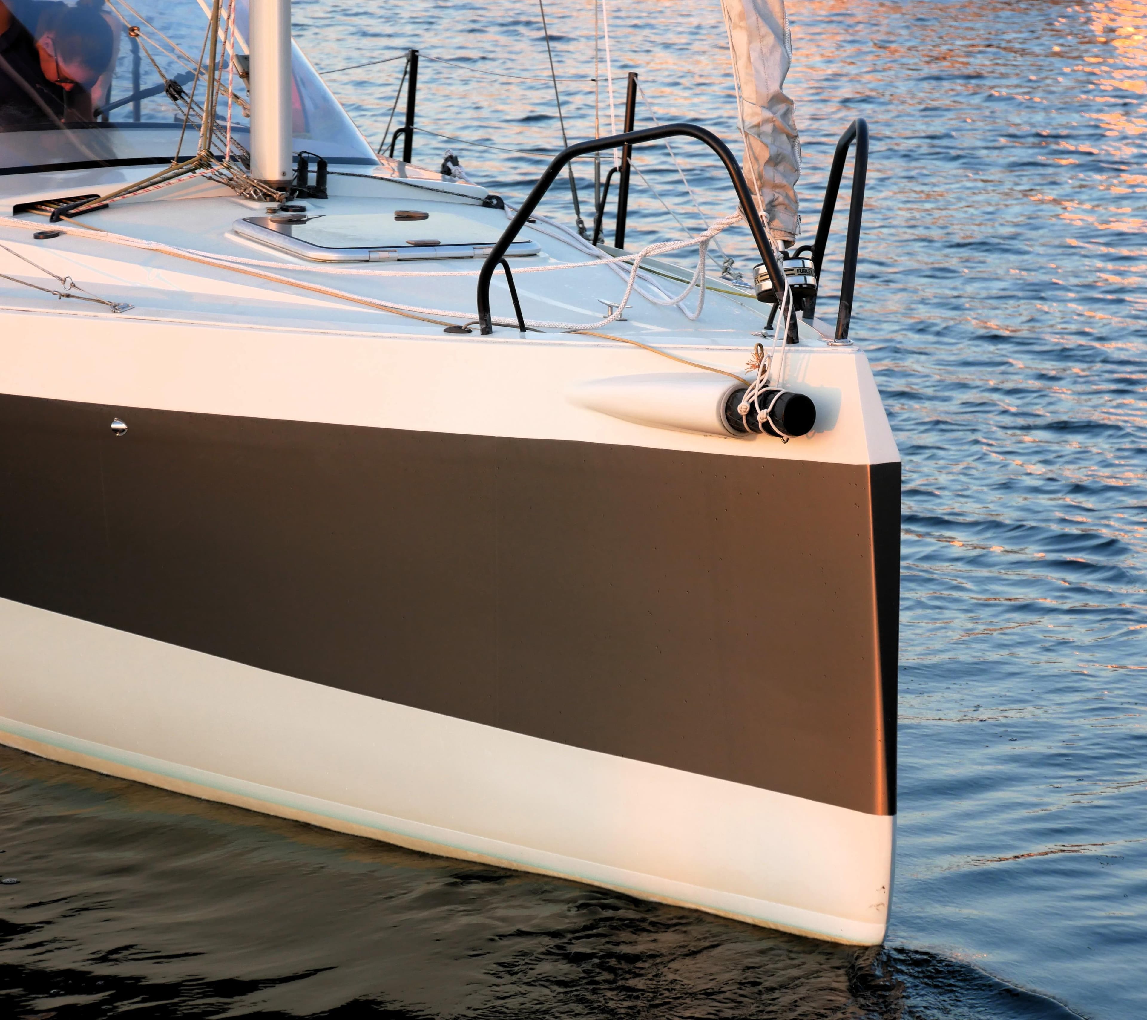 Sleek Bente 24 sailboat on calm water, 2016 model.