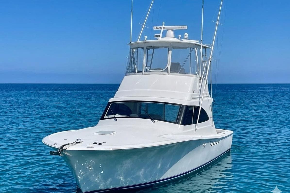 2018 Viking 37 Billfish yacht on clear blue ocean waters.