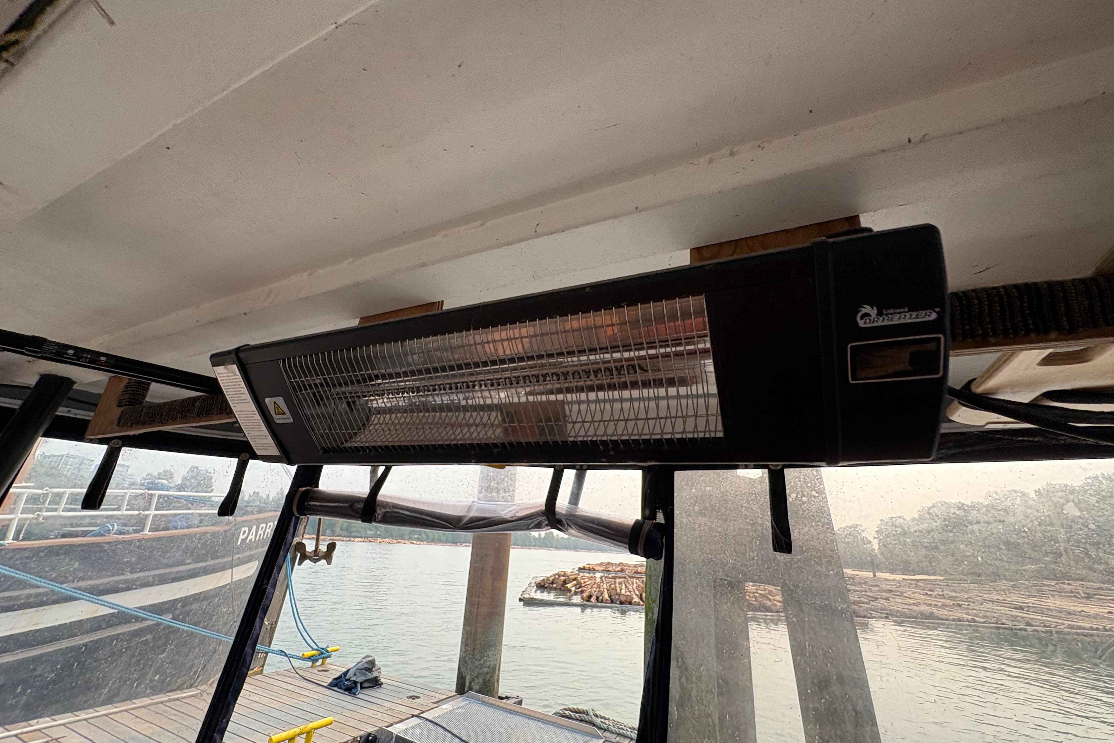 Ceiling-mounted heater on a 1941 McKenzie Barge & Derrick Co. Ltd tugboat.