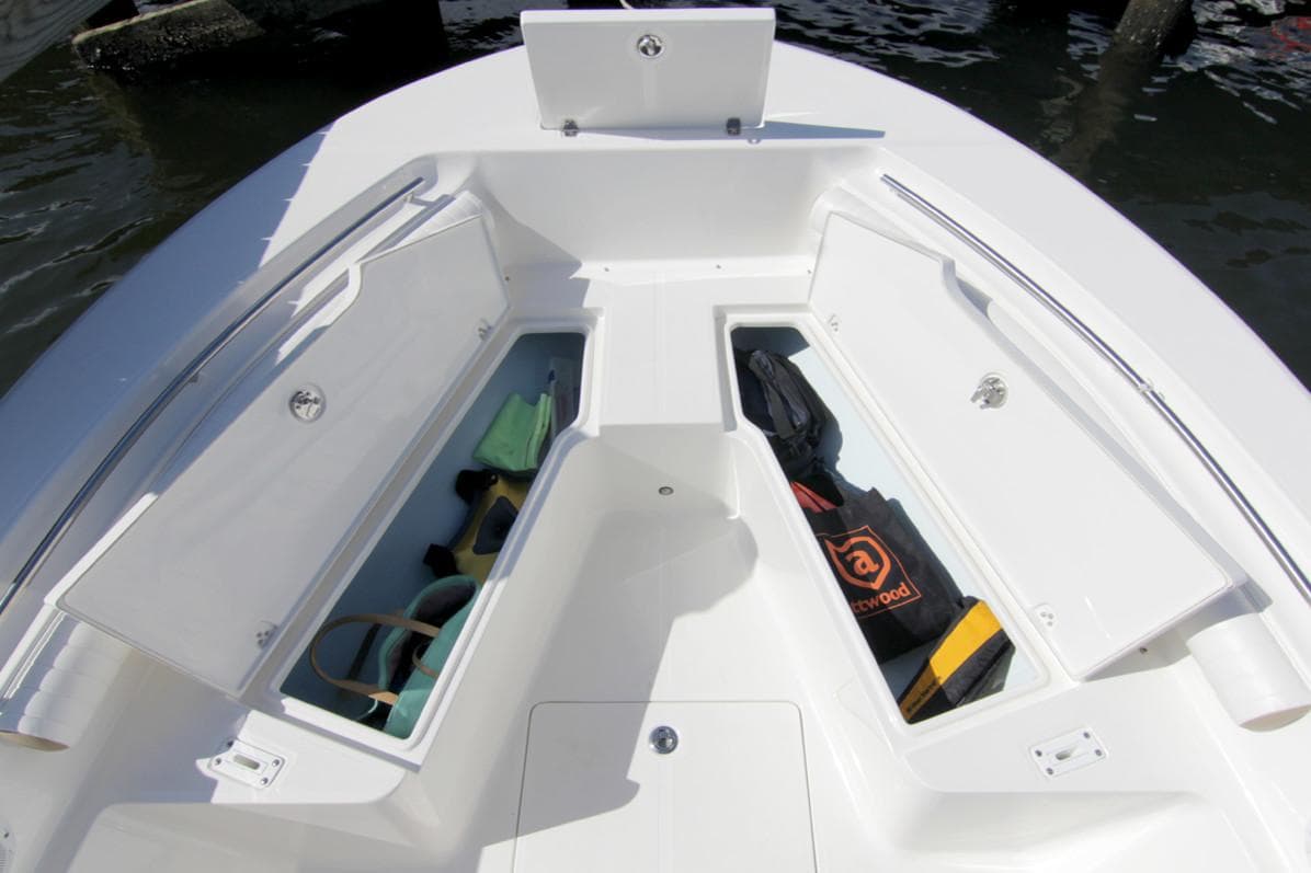 Manufacturer Provided Image: 2026 Sea Born LX22 Center Console storage compartments.