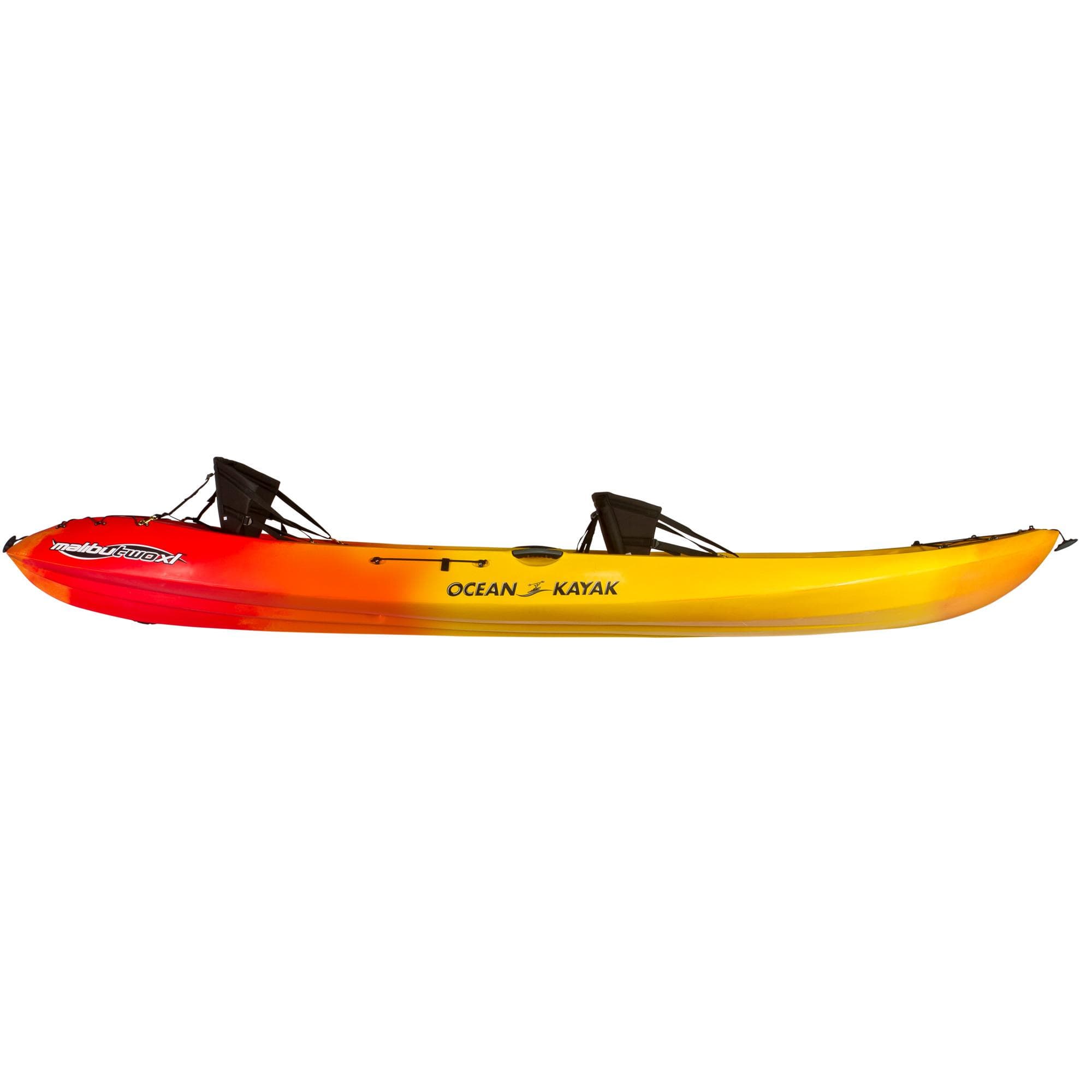 2023 Ocean Kayak Malibu Two XL, tandem kayak in vibrant red and yellow gradient.