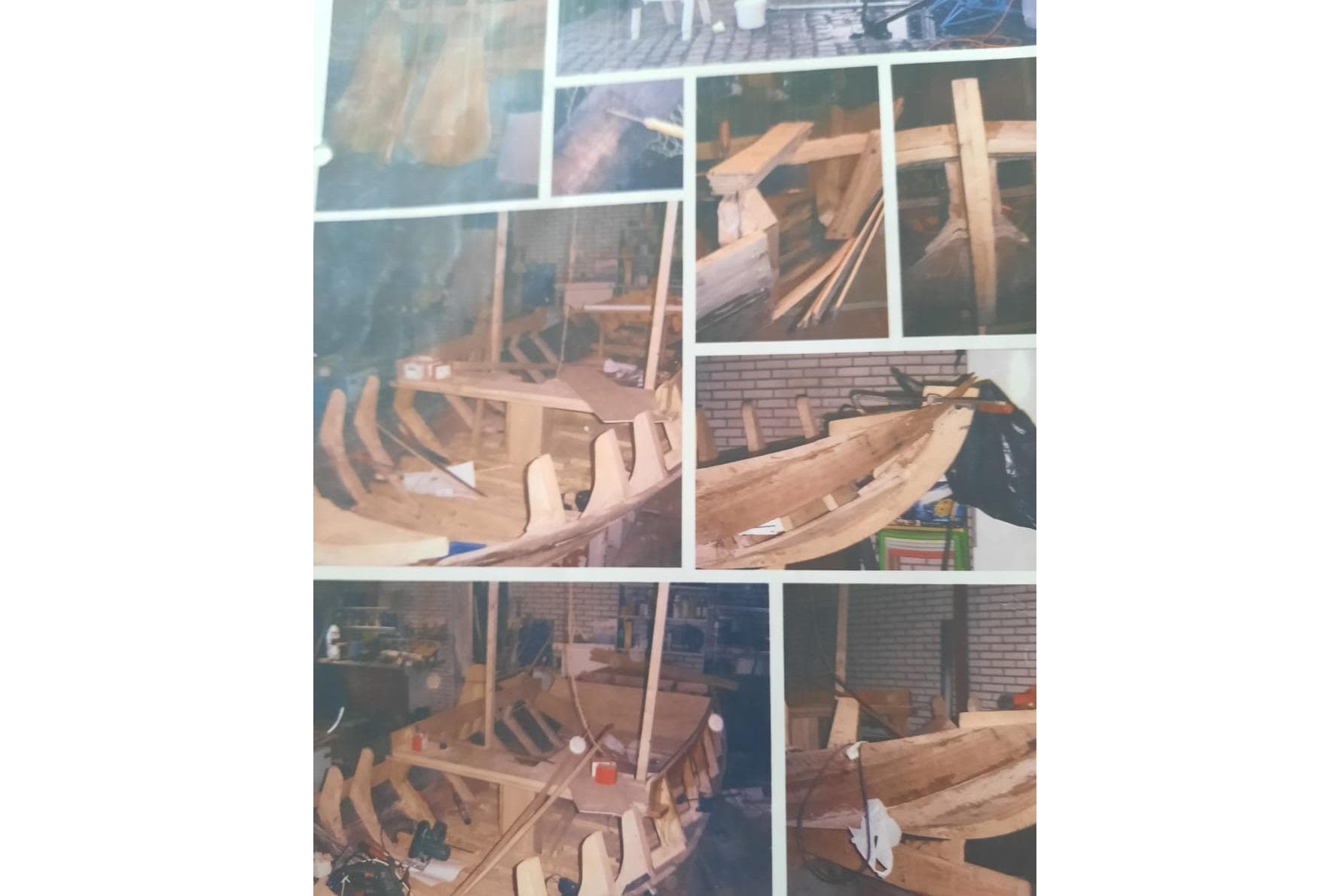 Collage of Friesian Tjotter boat construction process, 2006.