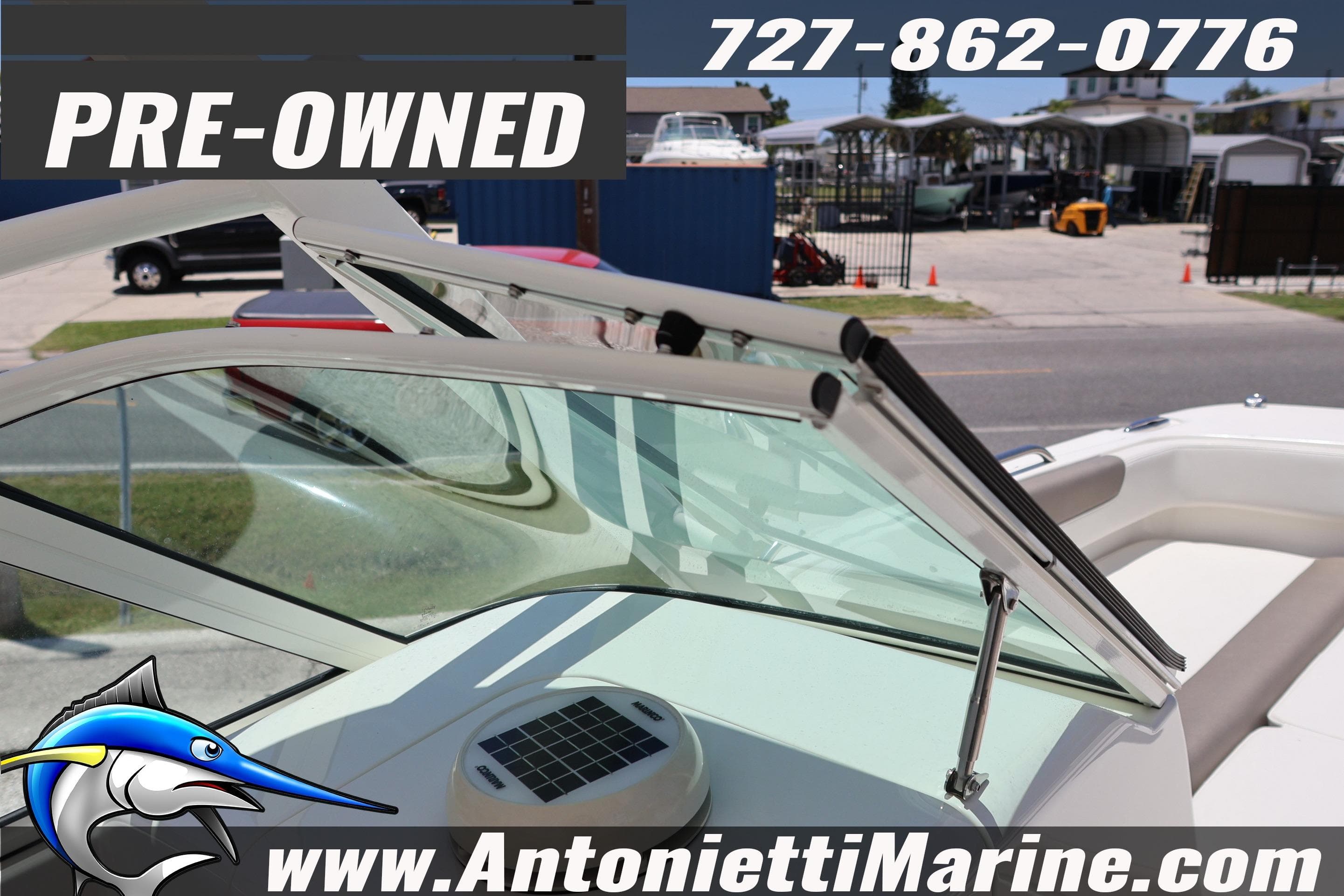Pre-owned 2023 World Cat 230 DC boat displayed at Antonietti Marine dealership.