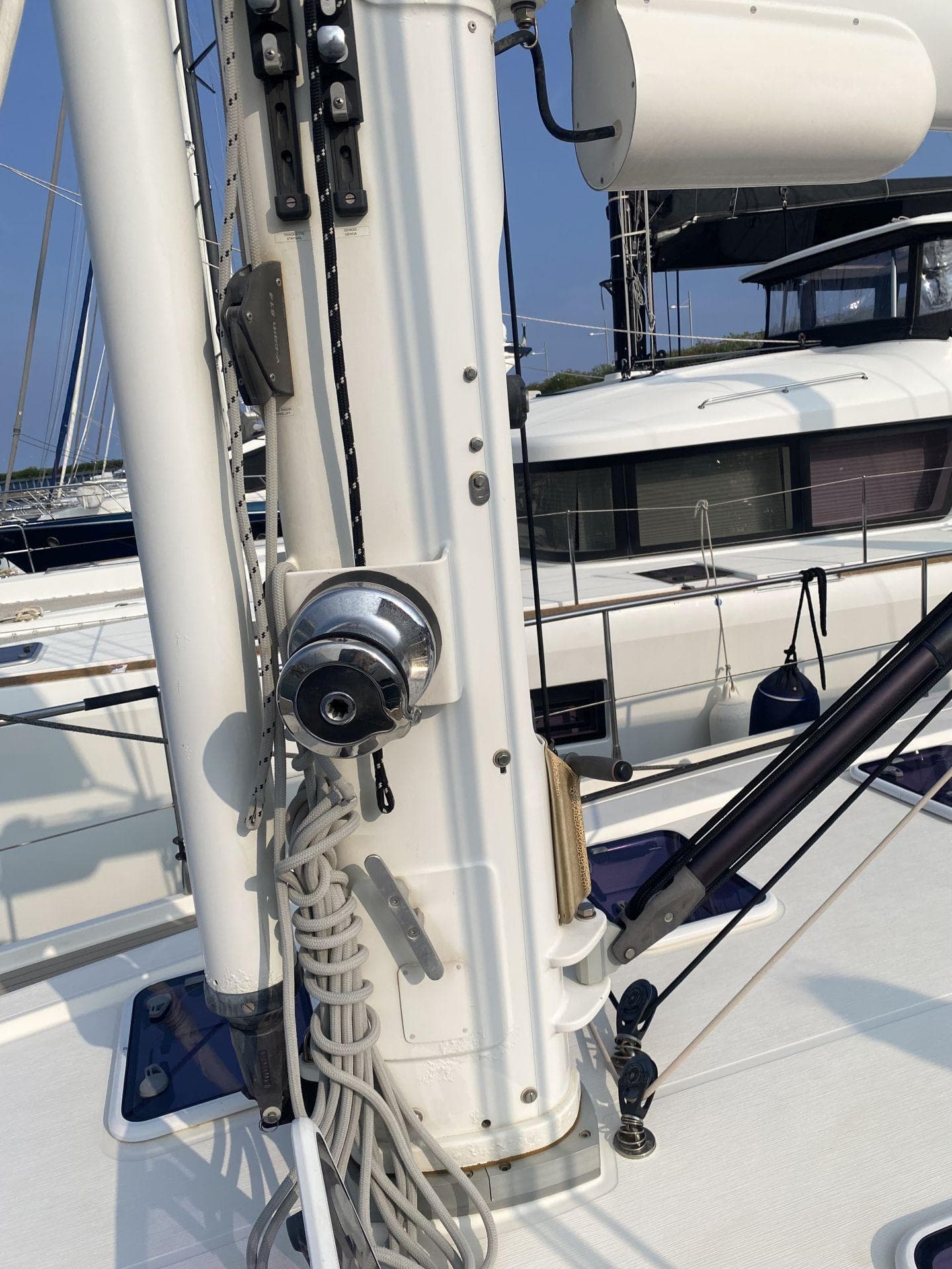 Amel 55 sailboat mast with rigging, year 2015.