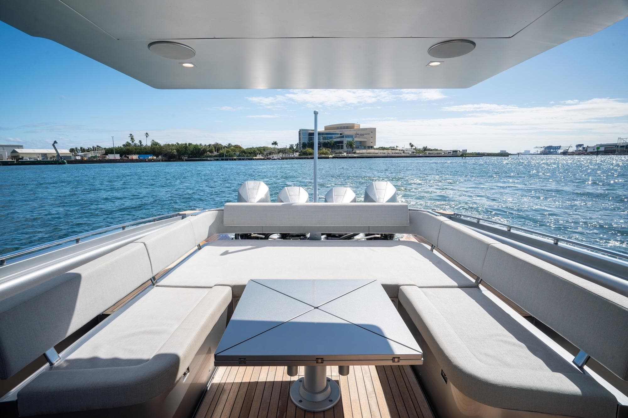 Luxurious 2022 Novamarine BS 160 Outboard yacht with spacious seating and scenic ocean view.