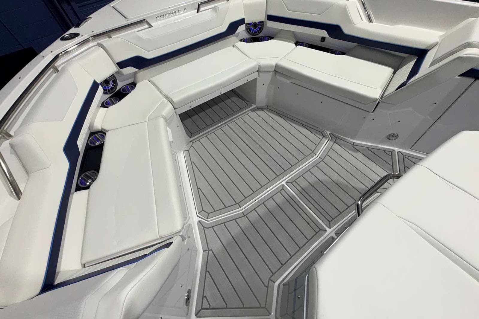 2025 Formula 387 Center Console Fish boat interior with sleek seating and modern design.