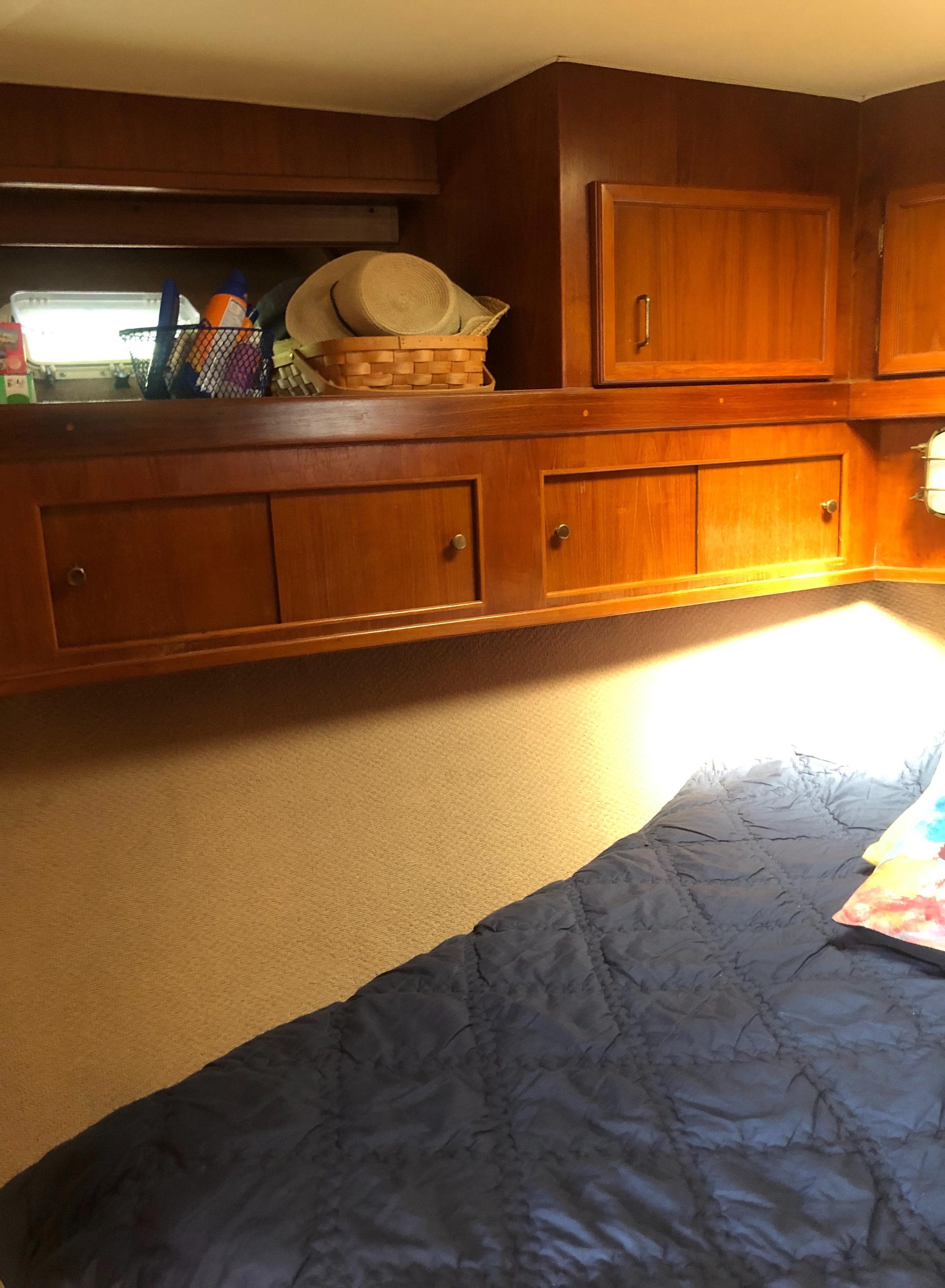 Interior of 1987 Egg Harbor Convertible 37 yacht cabin.