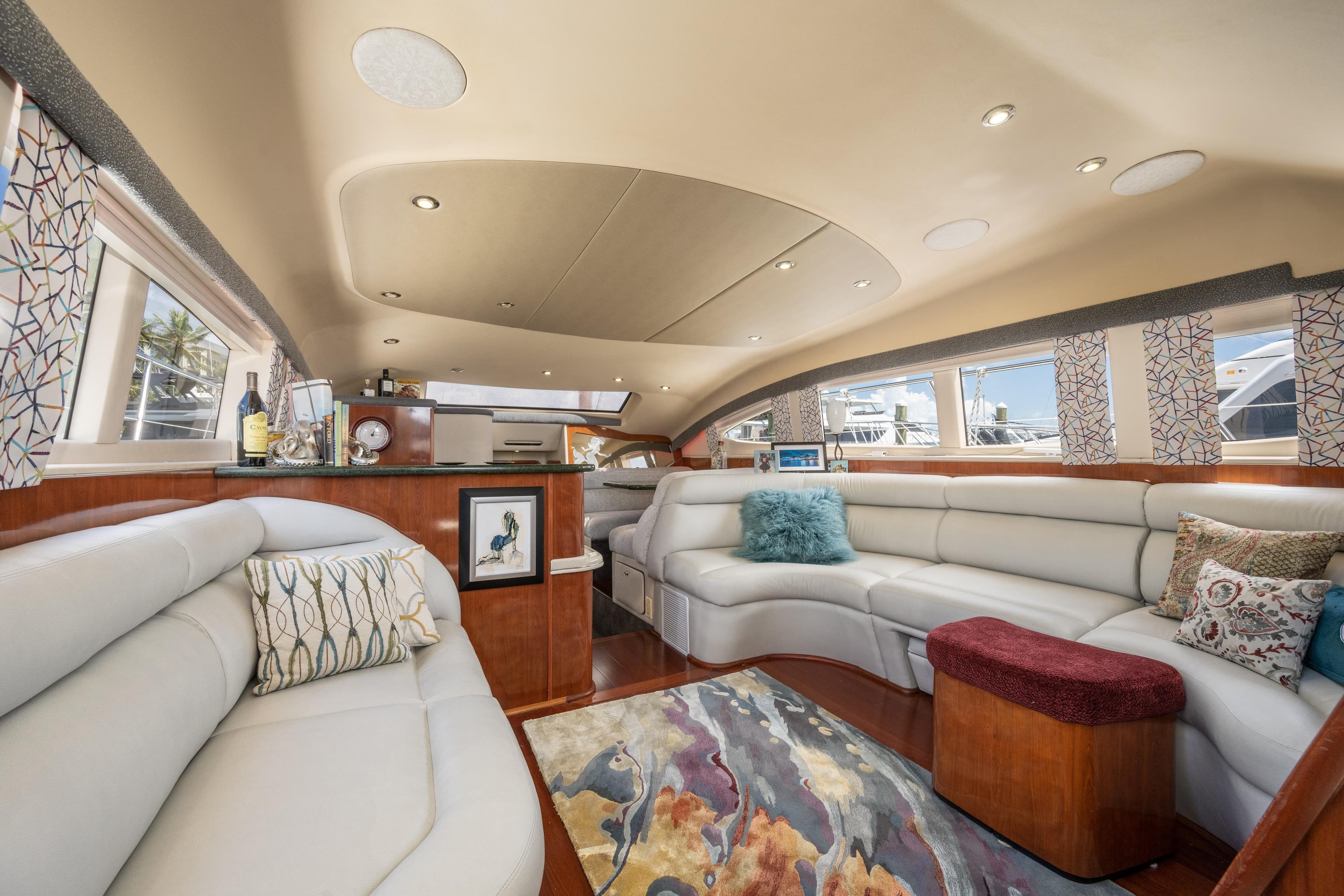 Luxurious interior of a 2003 Sea Ray 480 Motor Yacht with elegant seating and decor.