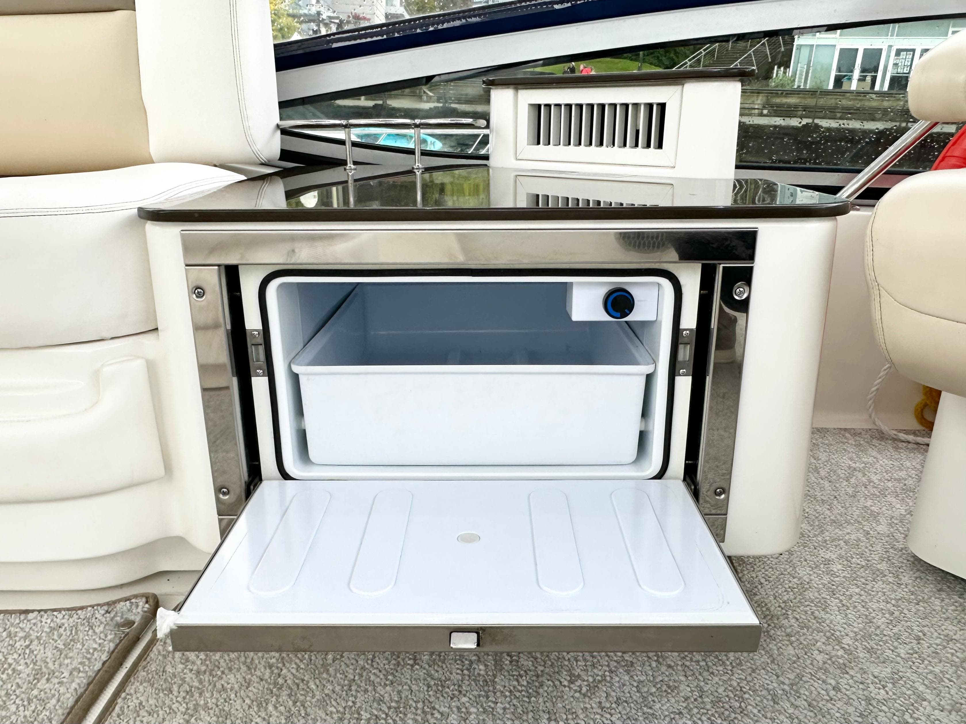Refrigerator on a 2012 Sea Ray 450 Sedan Bridge yacht.