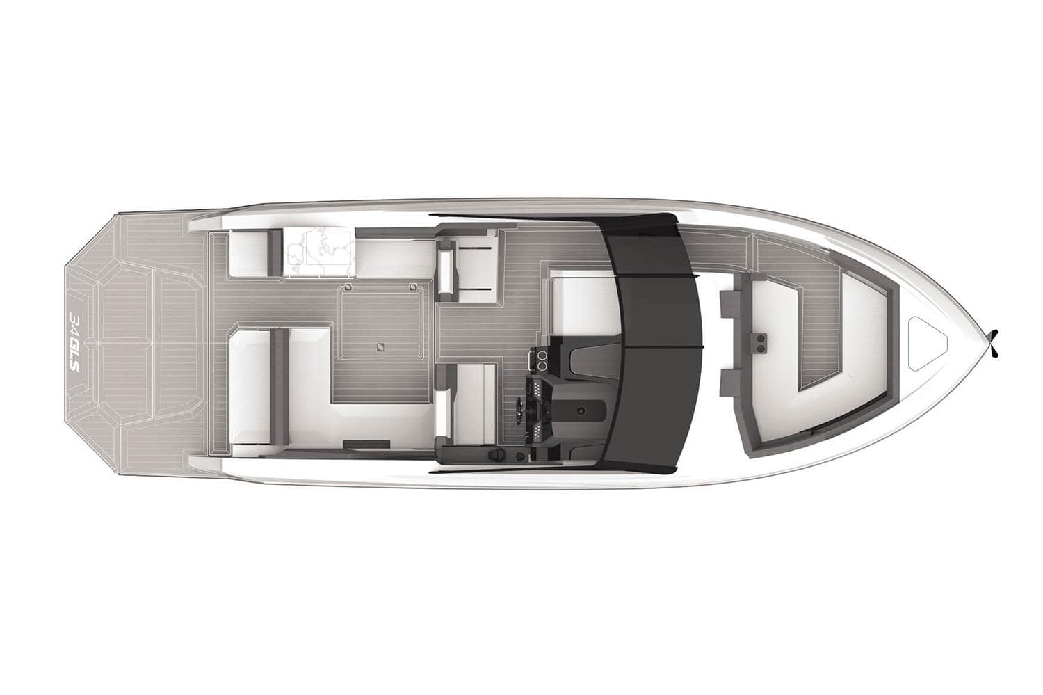 Manufacturer Provided Image: Top view of 2026 Cruisers Yachts 34 GLS I/O layout, showcasing spacious interior design.