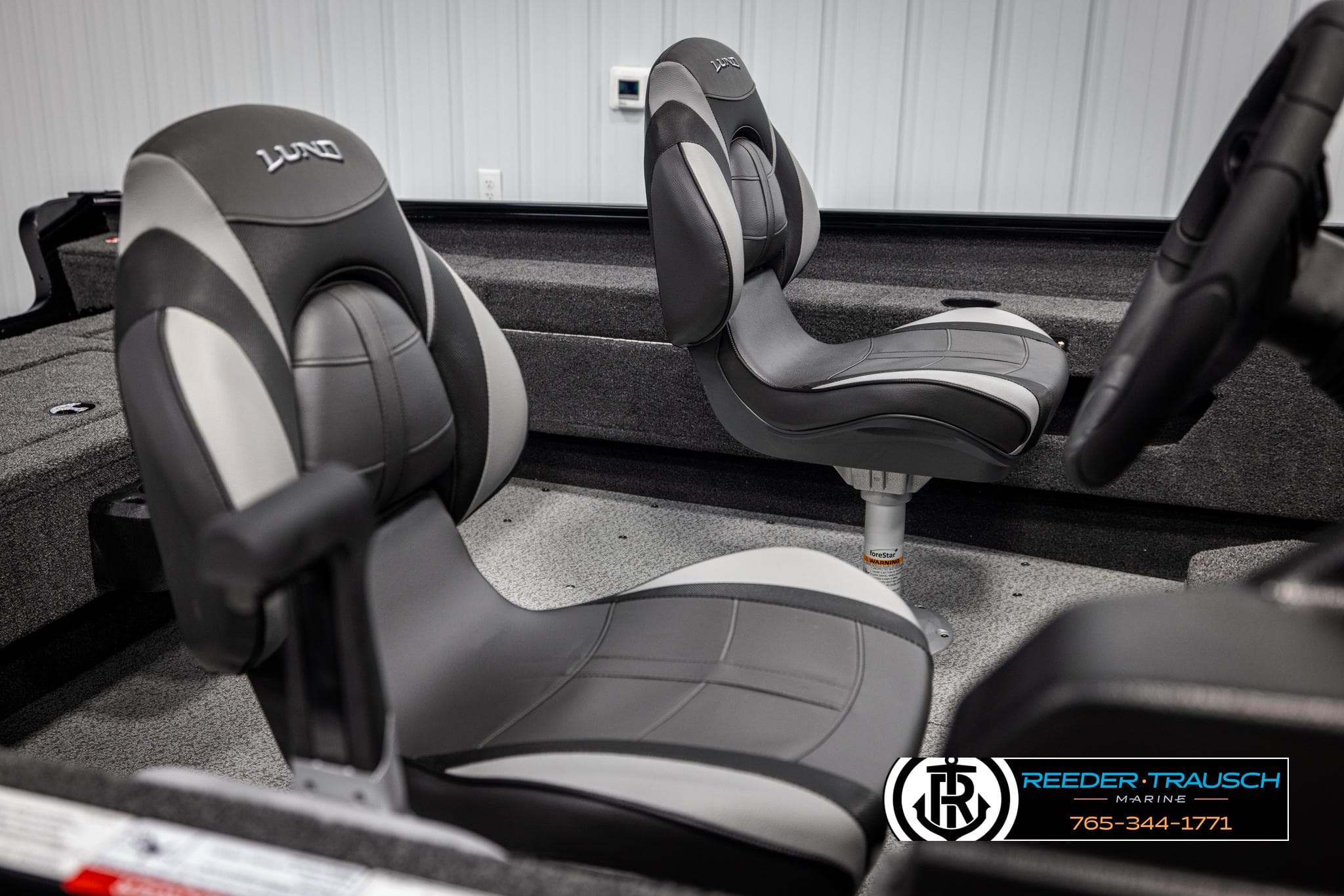 2025 Lund Adventure SS boat interior with sleek, modern seating design.