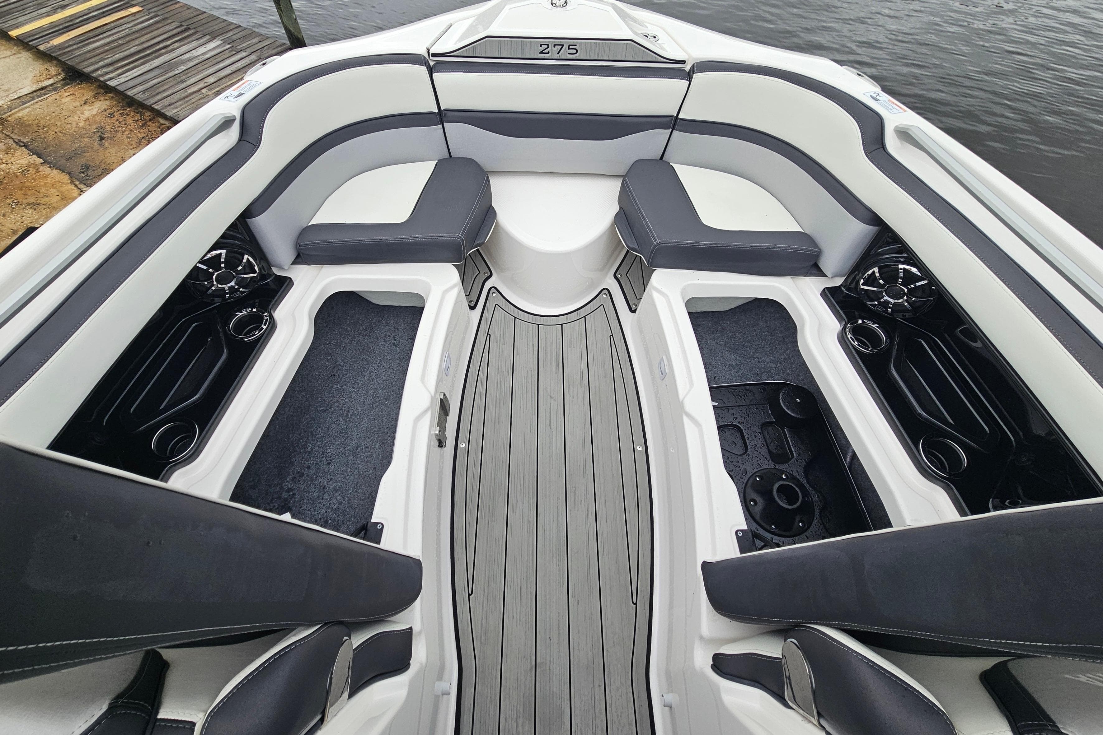 2023 Yamaha Boats 275SDX interior with sleek seating and modern design.