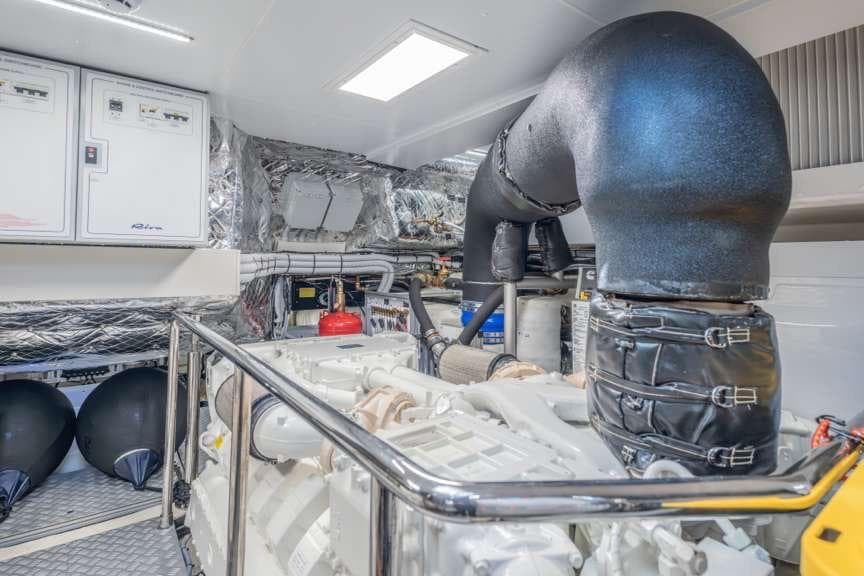 Engine room of 2026 Riva 82' Diva yacht, featuring advanced machinery and equipment.