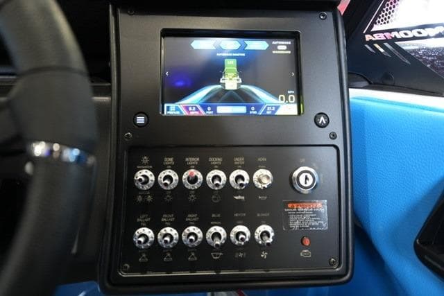 2026 Moomba Mojo dashboard with touchscreen and control panel.