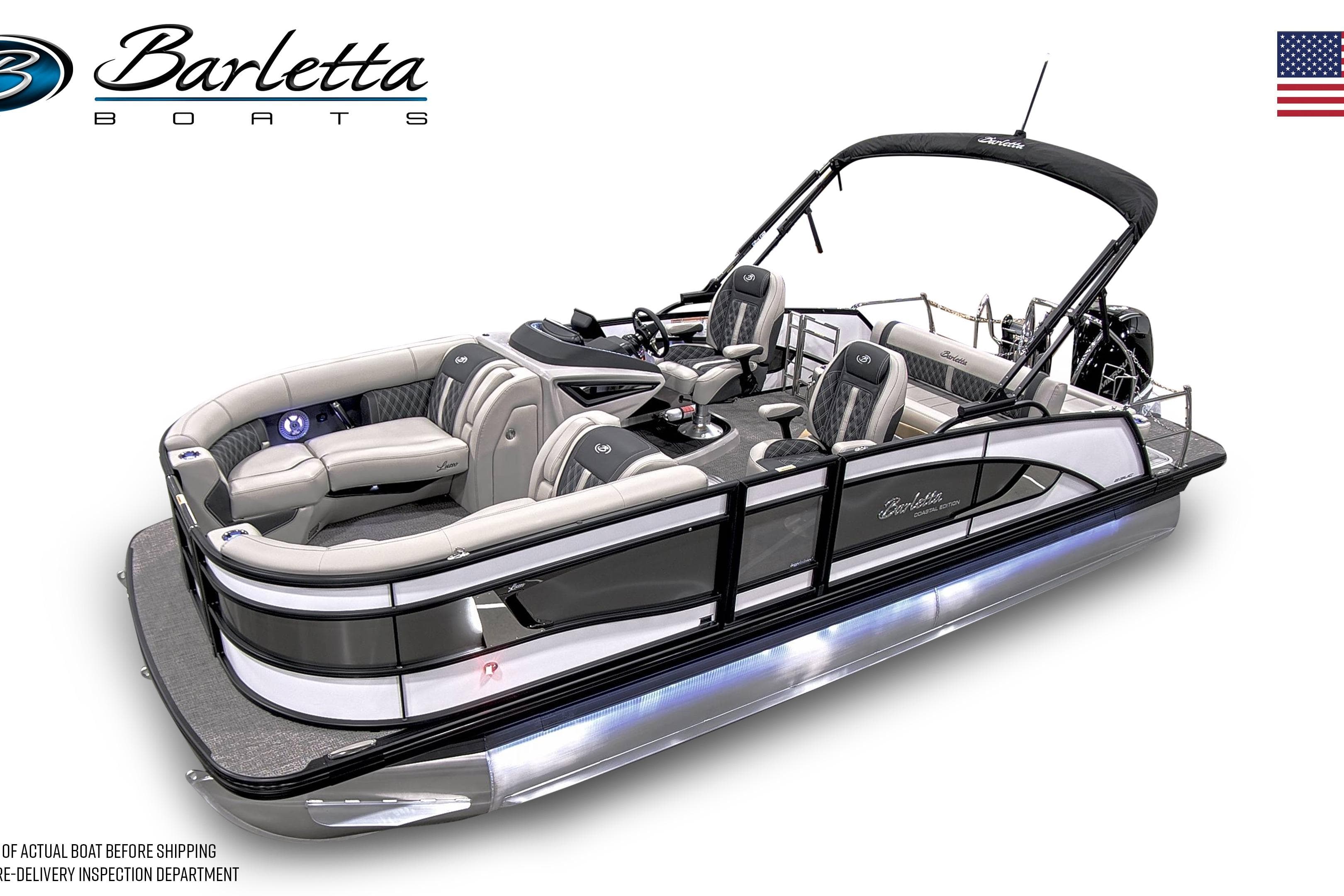 2026 Barletta Lusso 23UC pontoon boat with luxurious seating and sleek design.