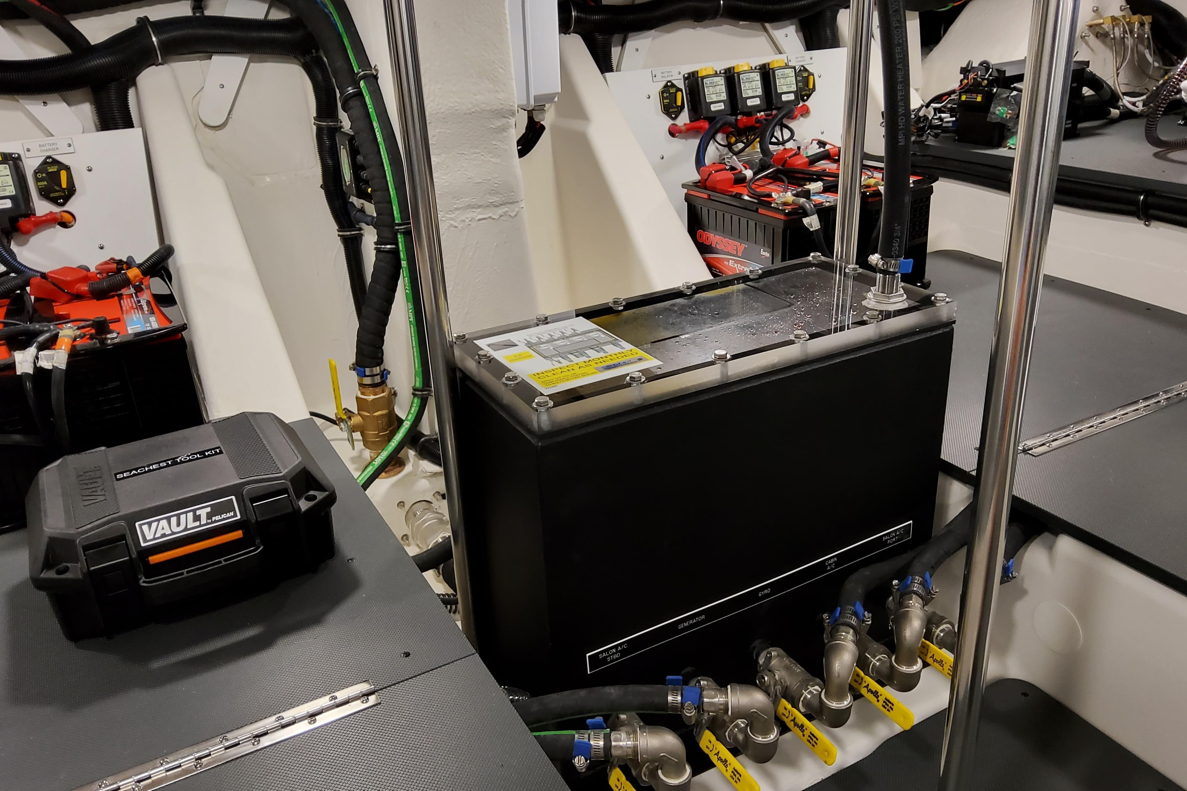 Engine room of 2026 Formula 500 Super Sport Crossover with advanced equipment and wiring.