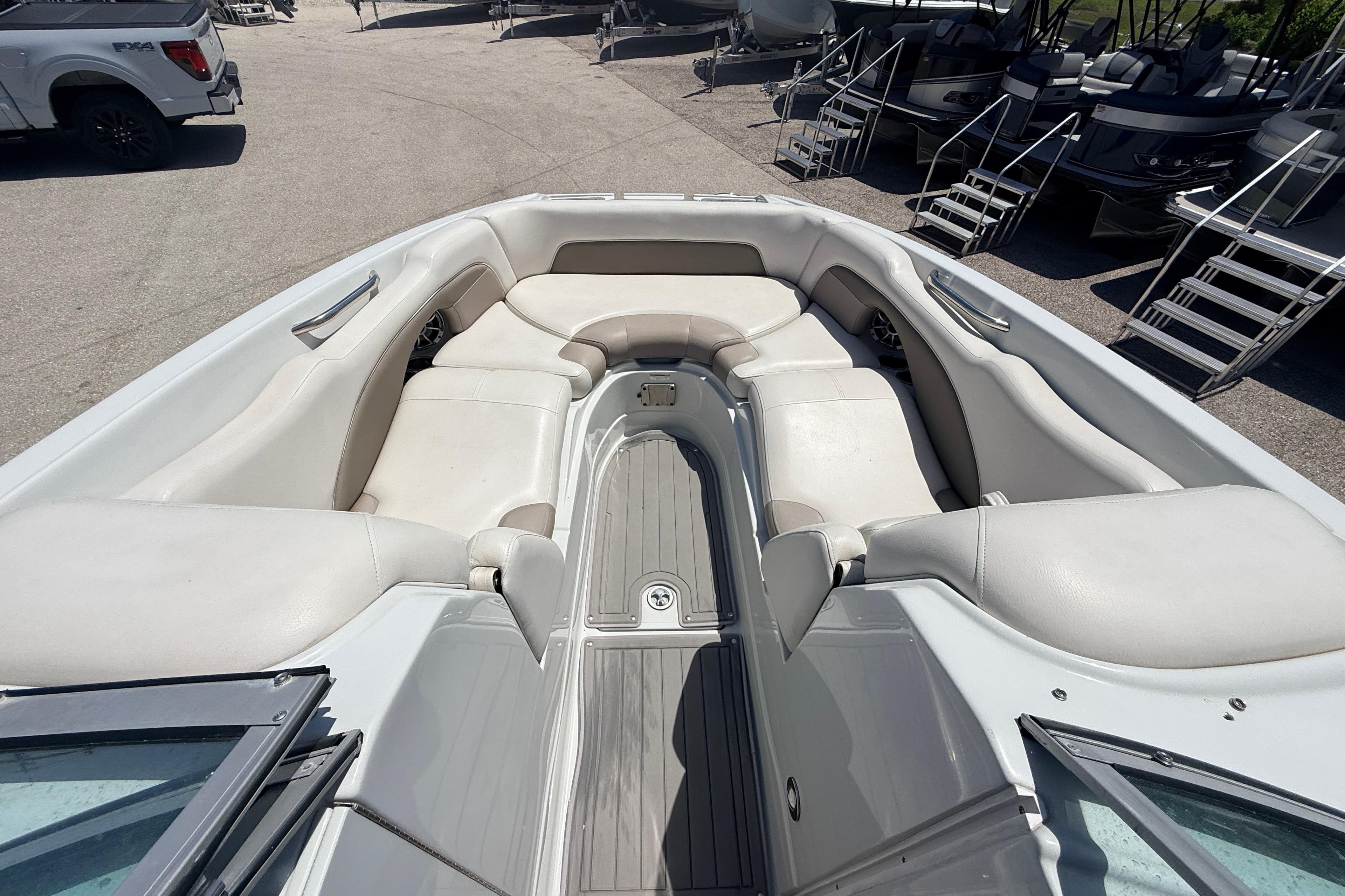 2018 Crownline Eclipse E26 XS boat with spacious seating and sleek design.