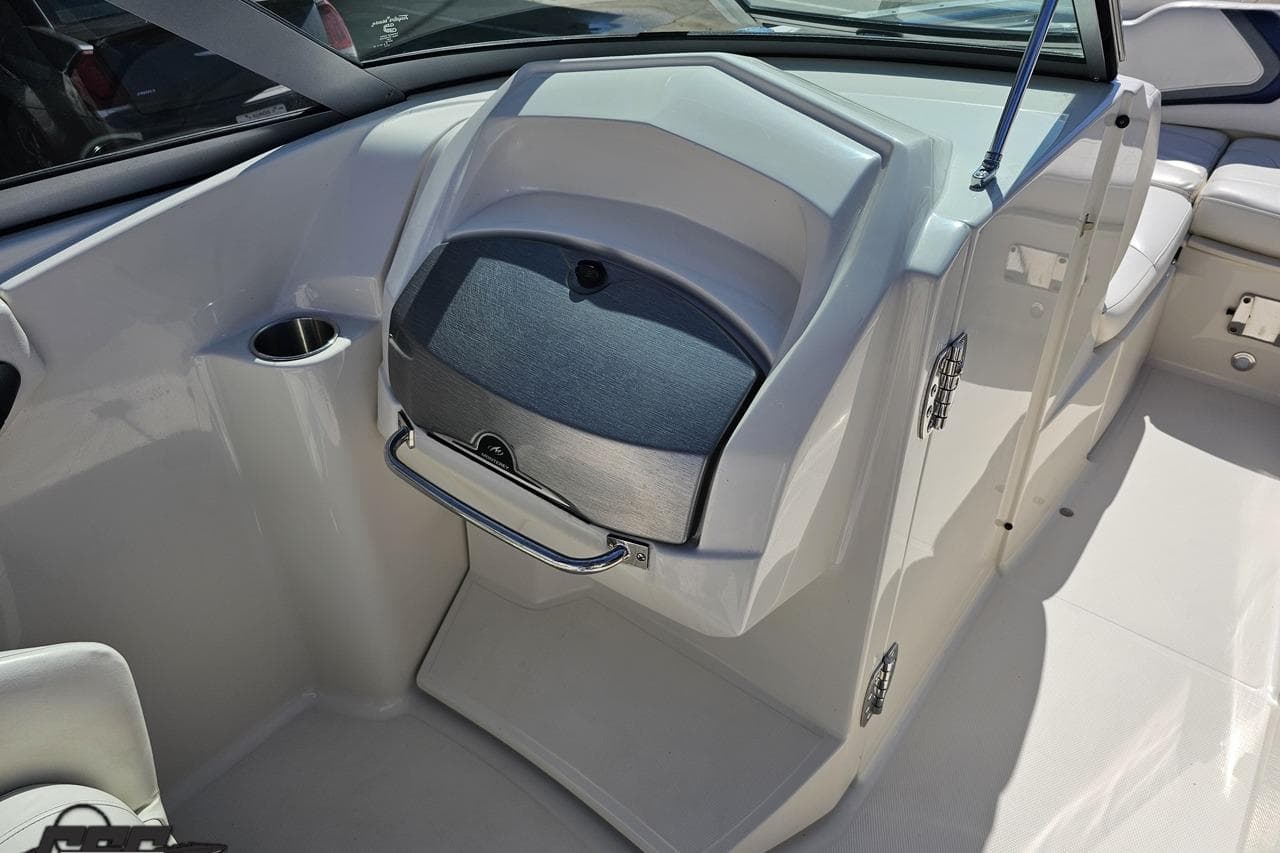 Interior of a 2013 Monterey M3 Sport Boat, featuring sleek design and seating area.