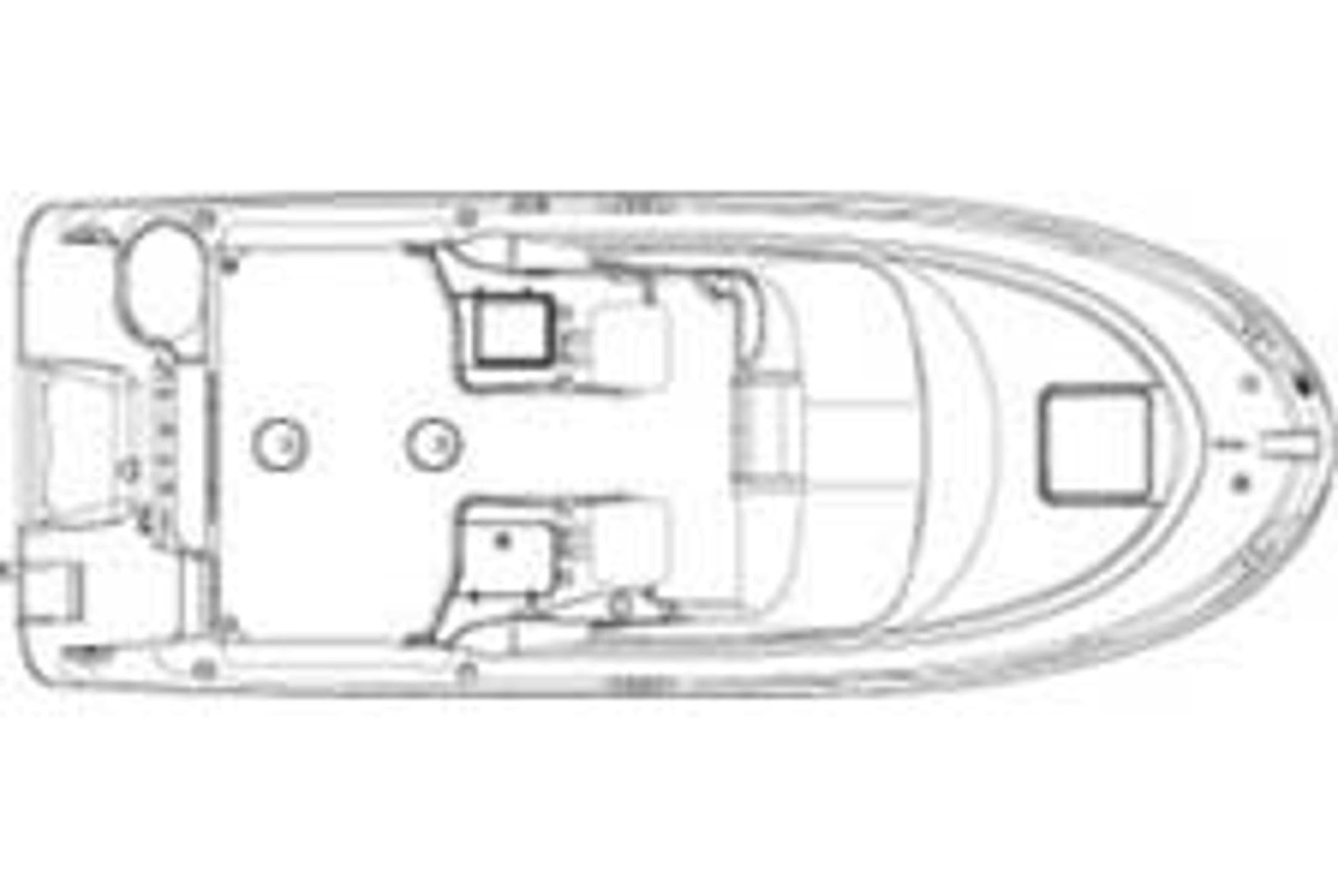 Manufacturer Provided Image: Top view schematic of 2013 Wellcraft 232 Coastal boat layout.