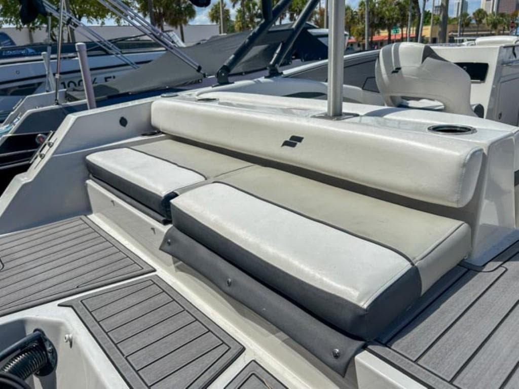 2024 Starcraft SVX 231 OB DH boat with sleek seating and modern design.